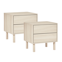 Norquay Bedside Table Light Oak (Set of 2)