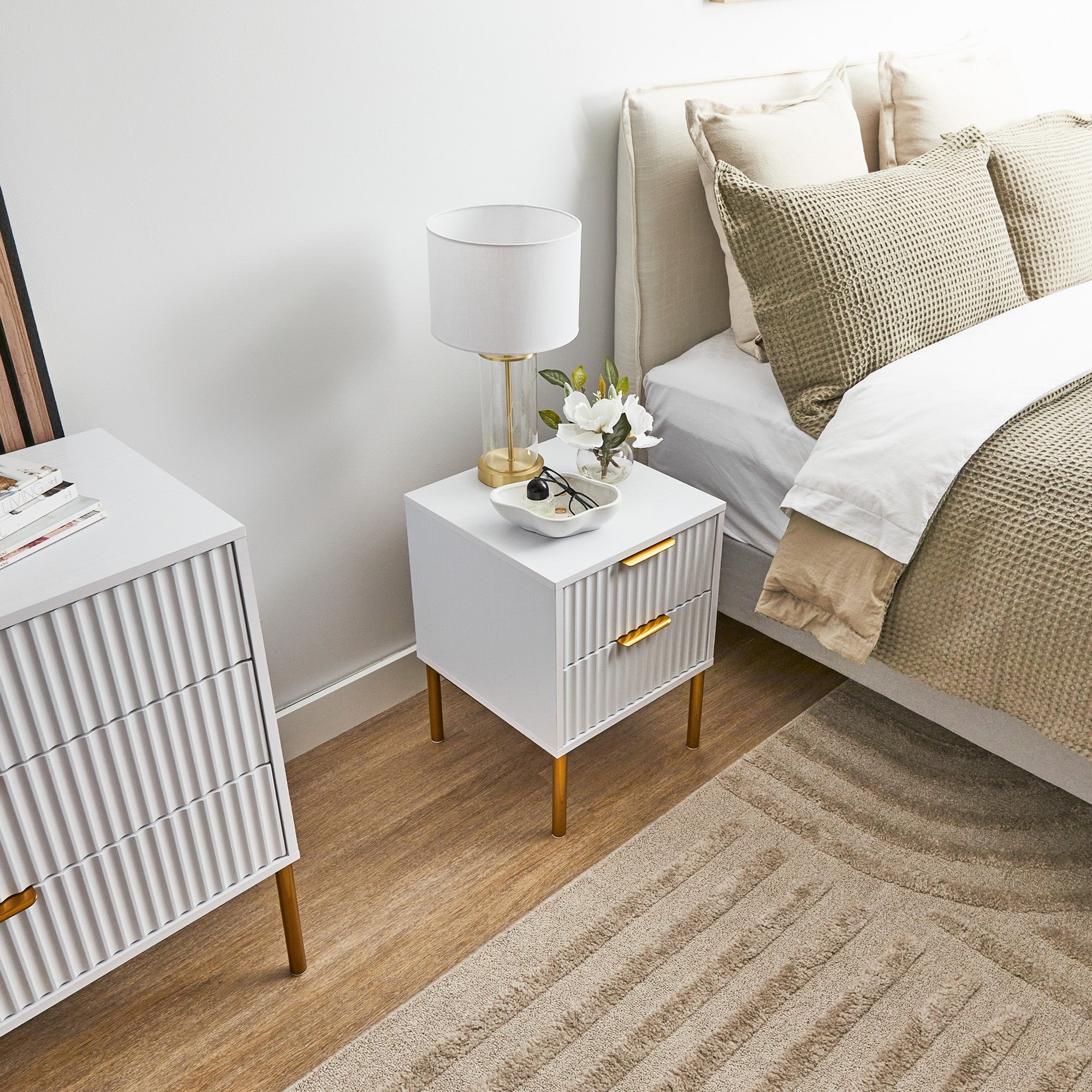 Indy Bedside Table White (Set of 2)