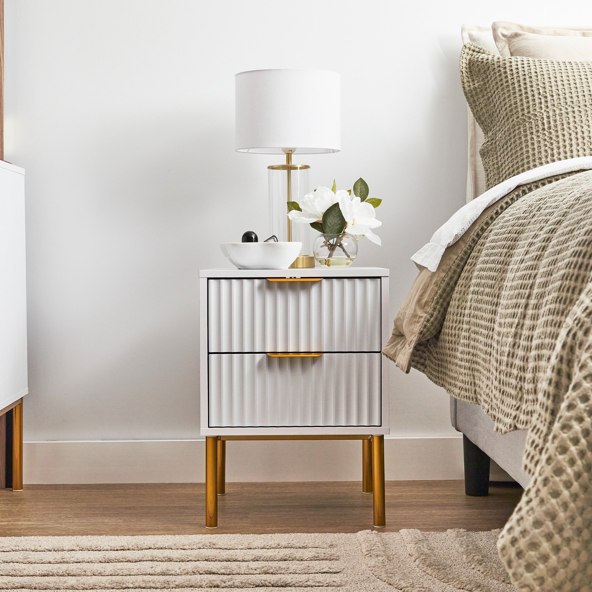 Indy Bedside Table White (Set of 2)