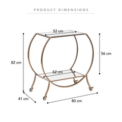 Oliver 86cm Steel Arch Bar Cart Brass