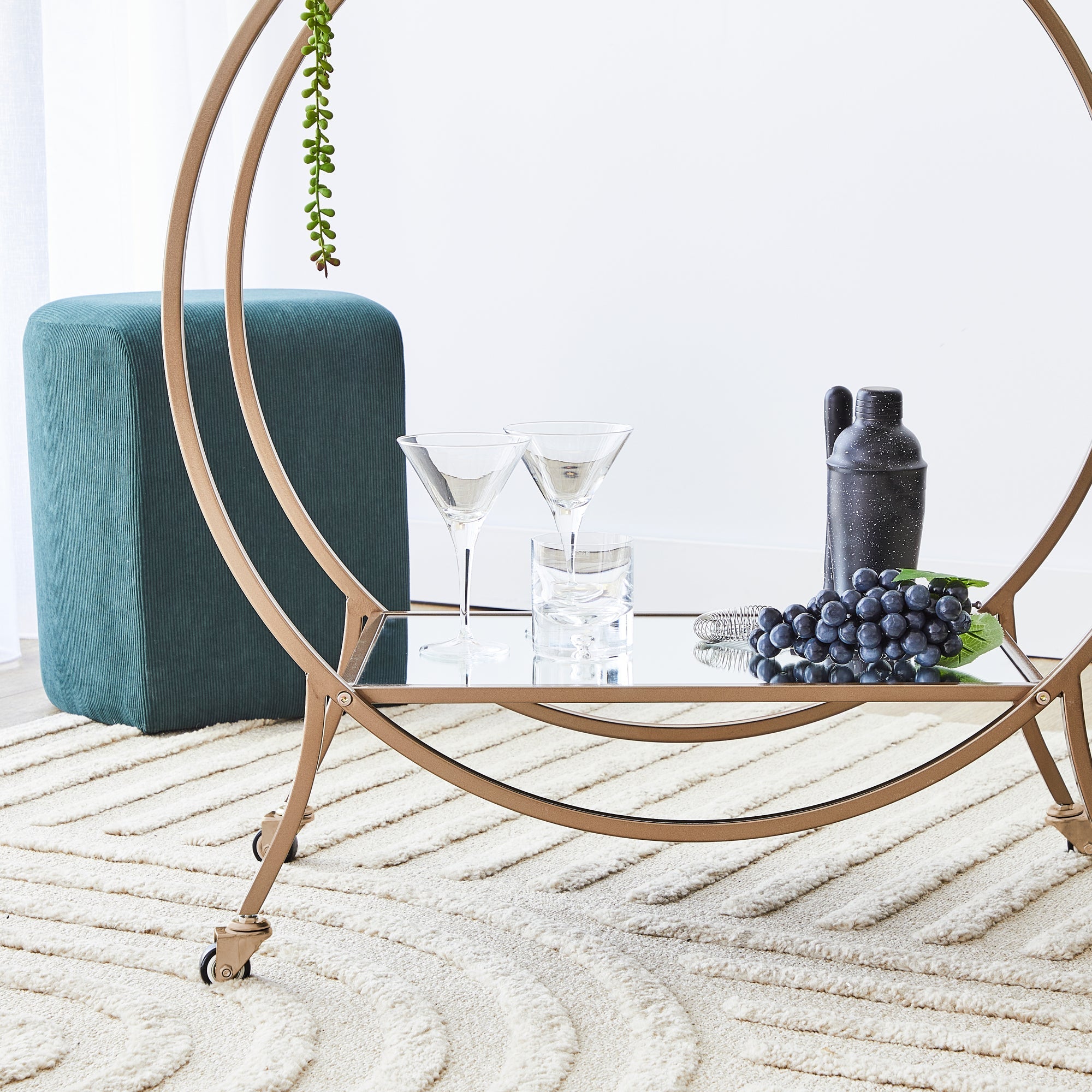 Oliver 86cm Steel Arch Bar Cart Brass