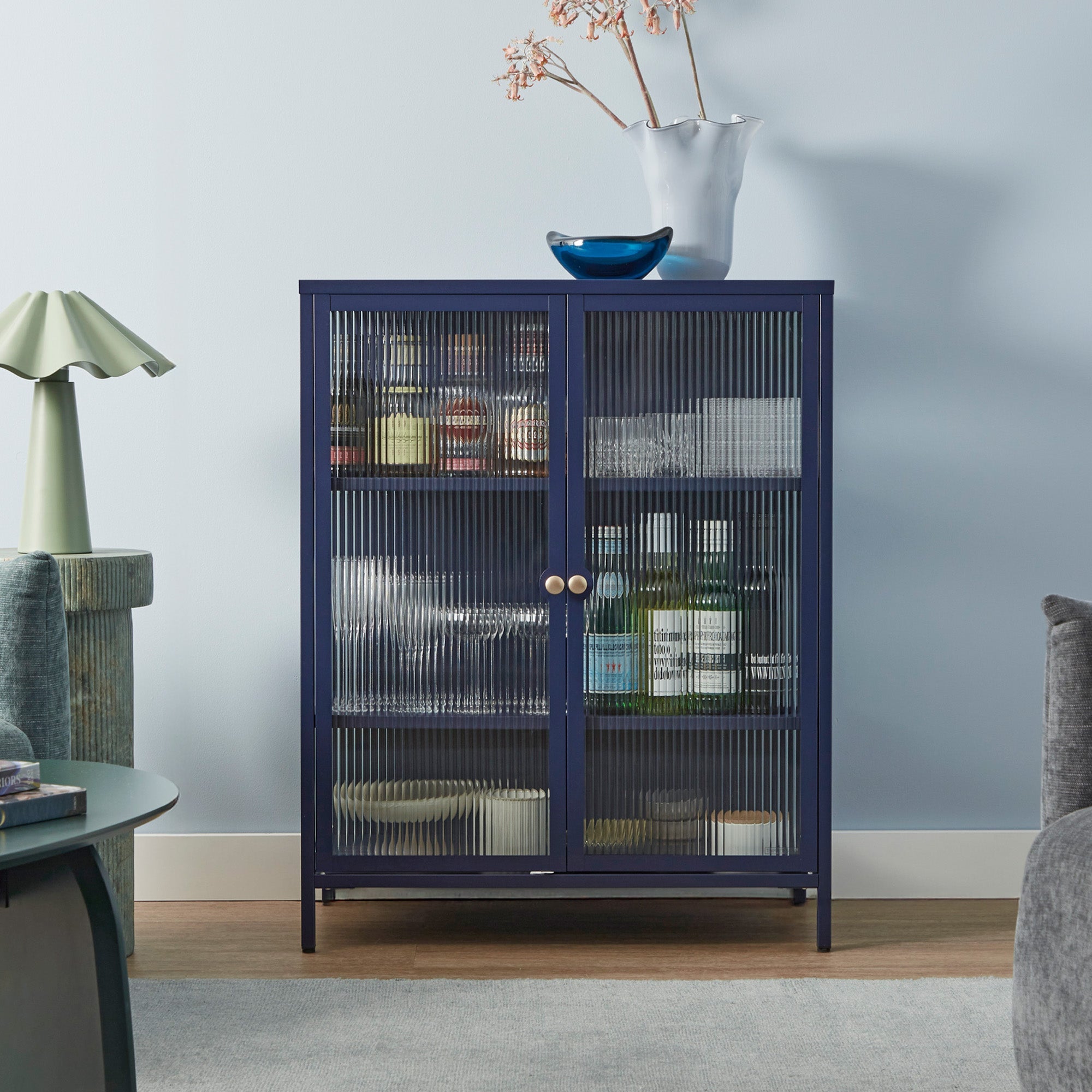 Ella 2 Door Modern Metal Cabinet Navy
