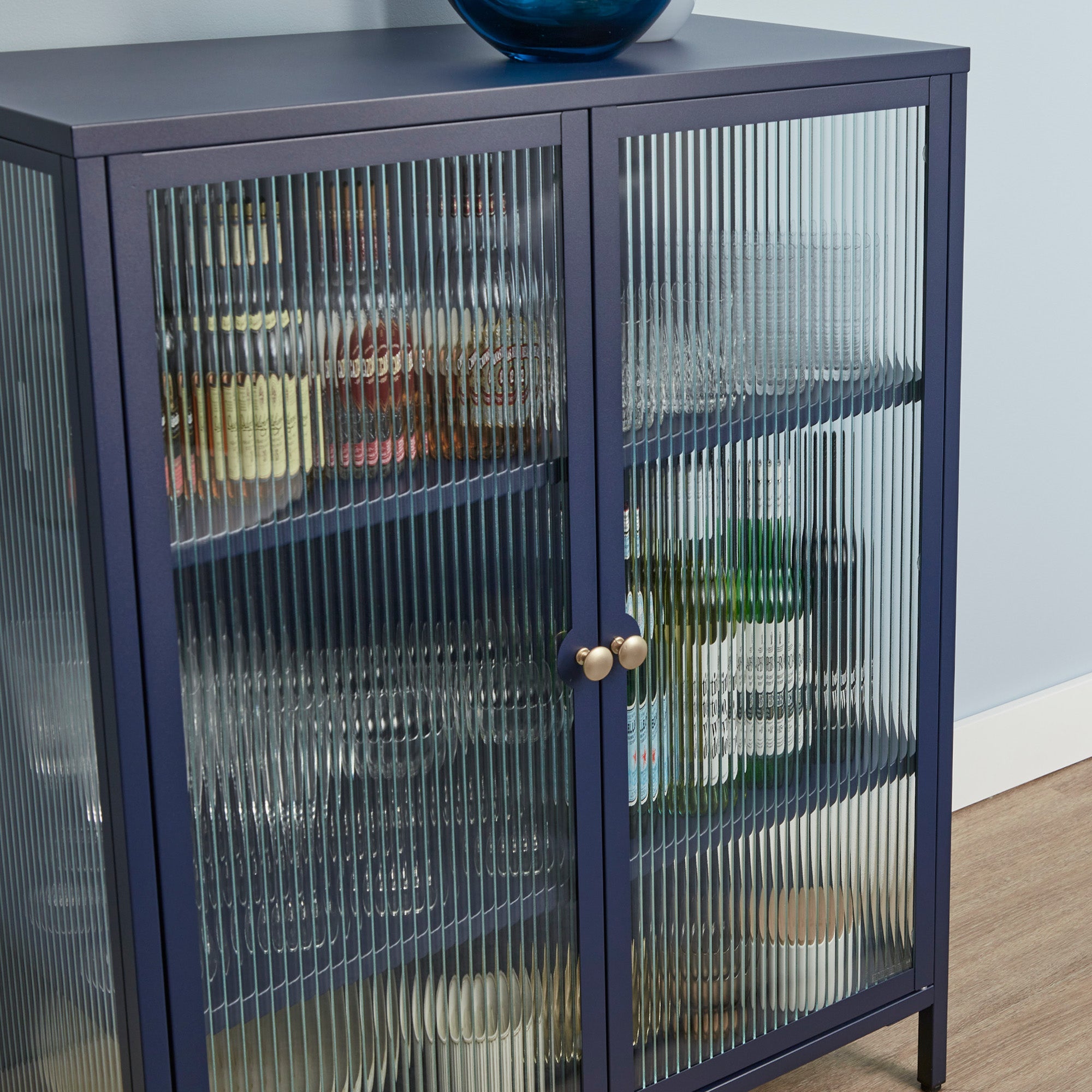 Ella 2 Door Modern Metal Cabinet Navy