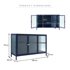 Ella 3 Door Modern Metal Buffet Navy