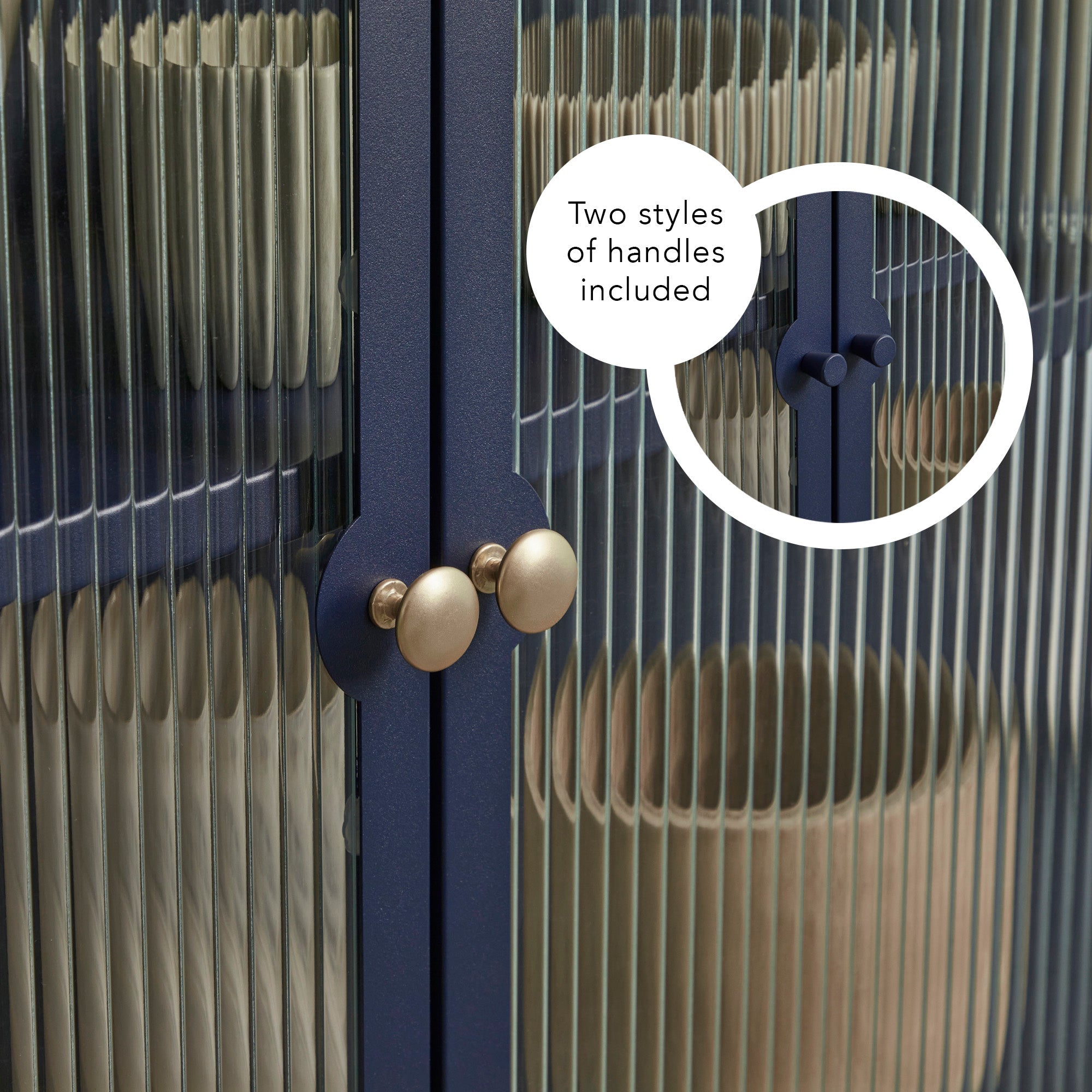 Ella 3 Door Modern Metal Buffet Navy