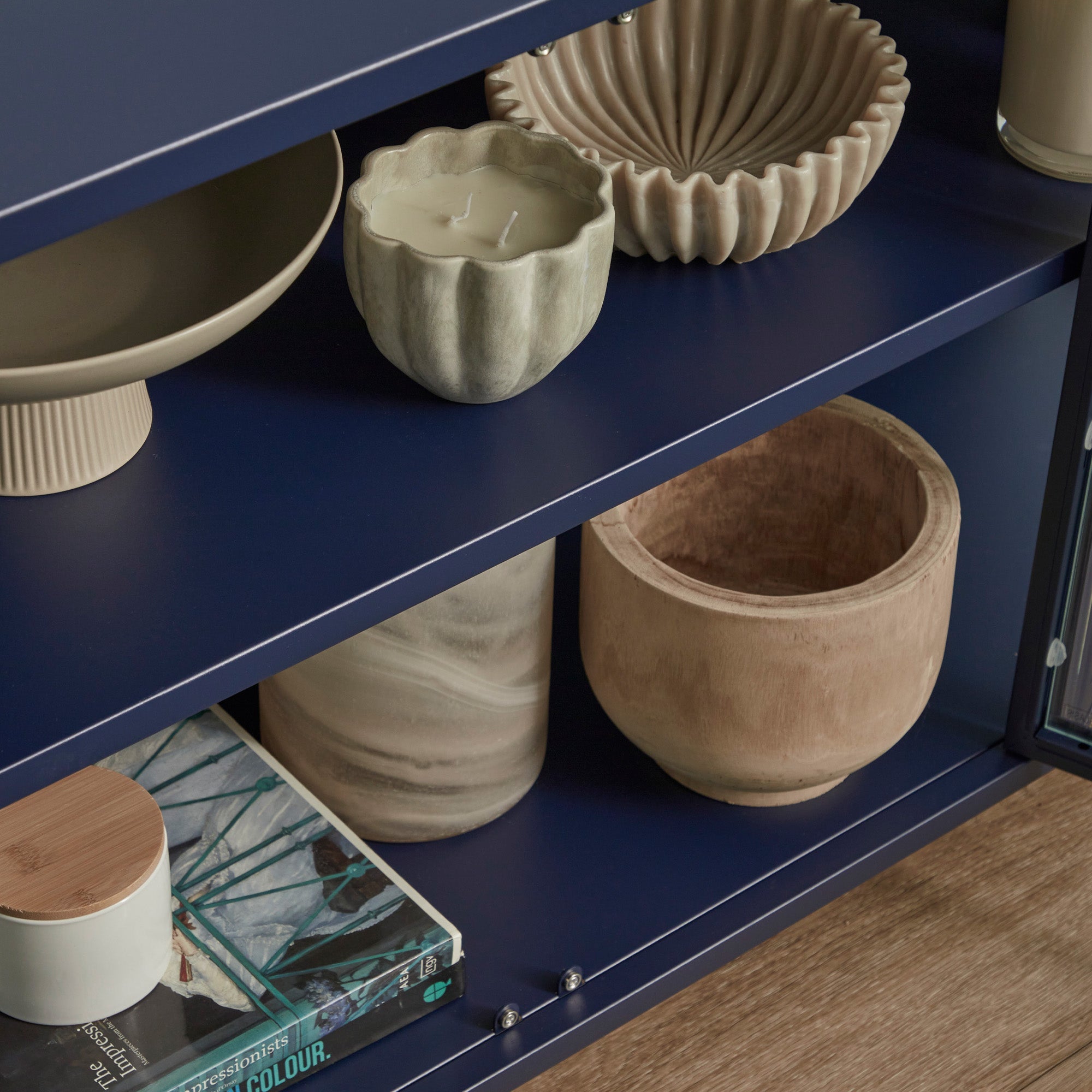 Ella 3 Door Modern Metal Buffet Navy