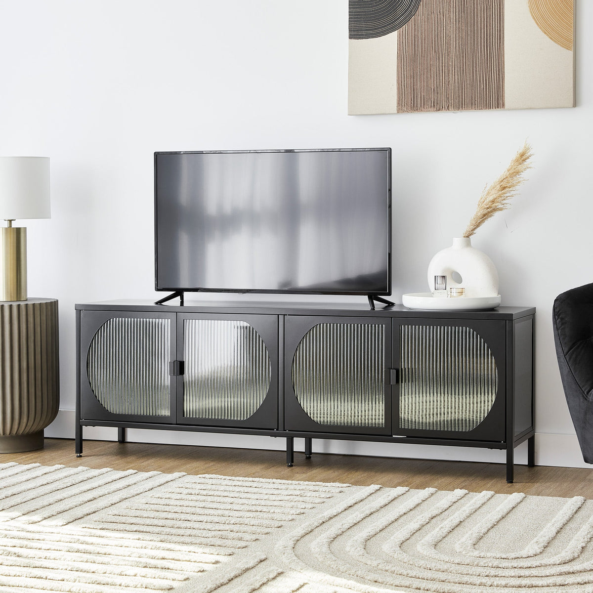 Eve Modern Metal Entertainment Unit Black (160cm)