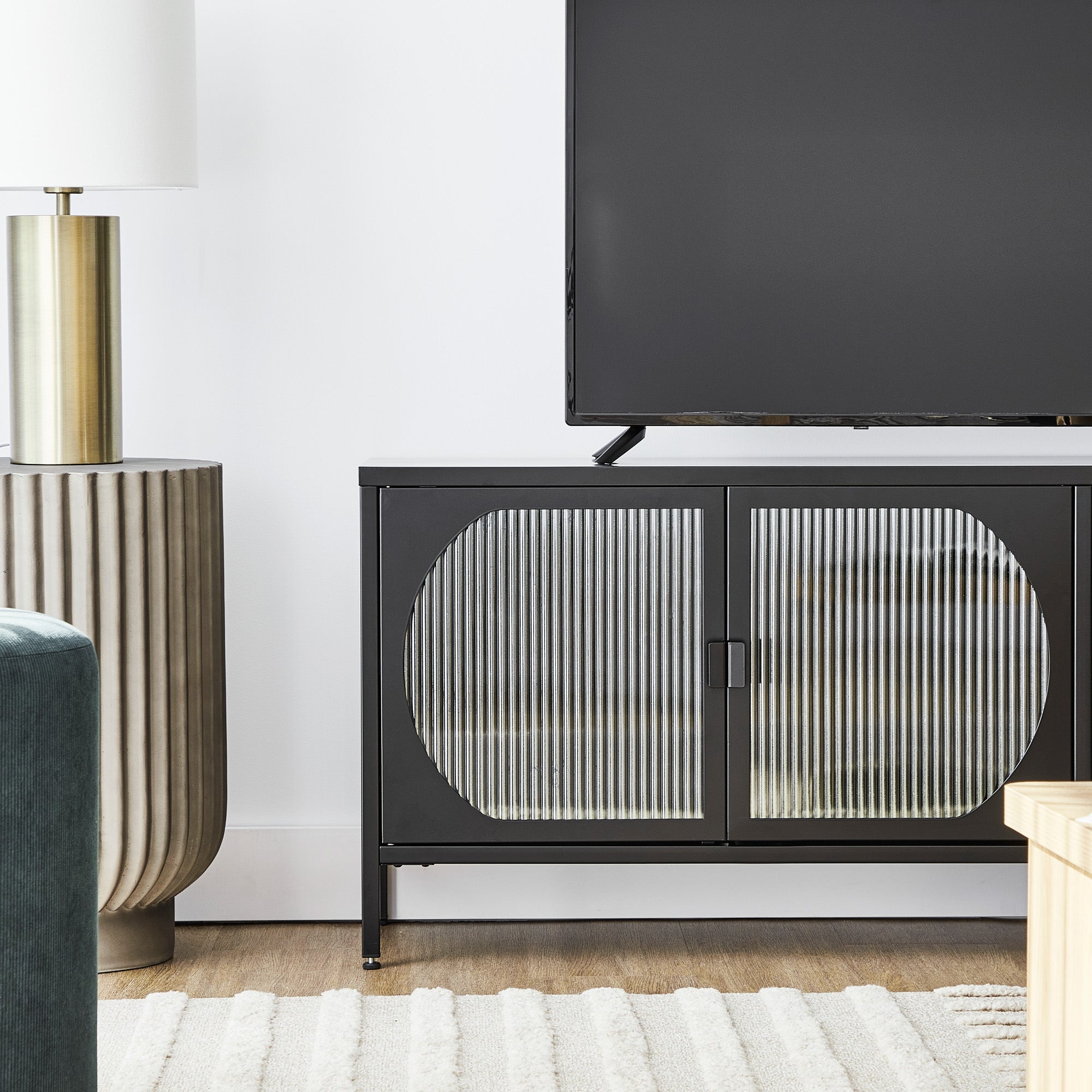 Eve Modern Metal Entertainment Unit Black (160cm)