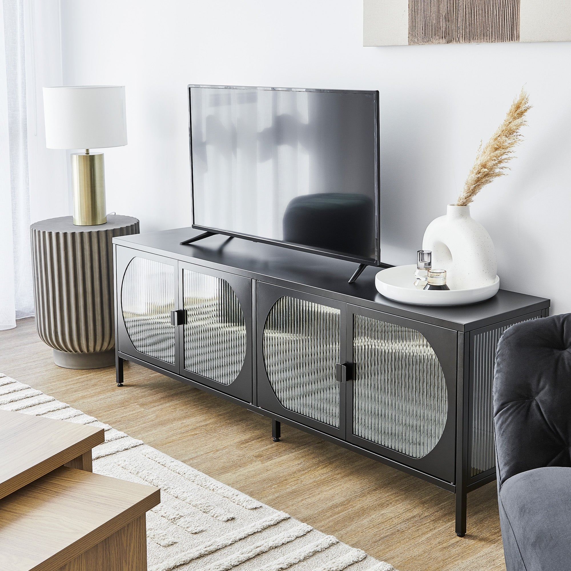 Eve Modern Metal Entertainment Unit Black (160cm)