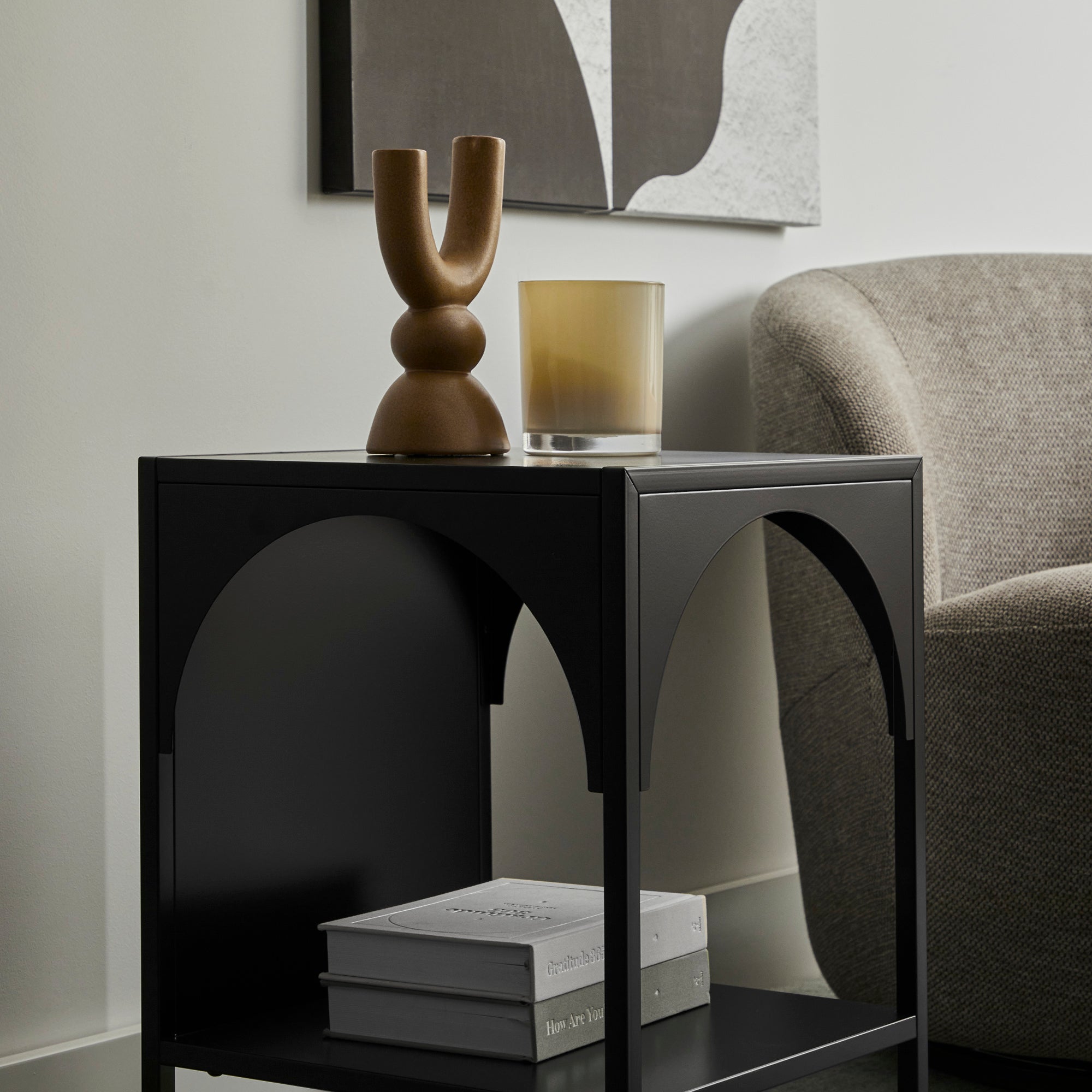 Eve Metal Open Front Side Table Black