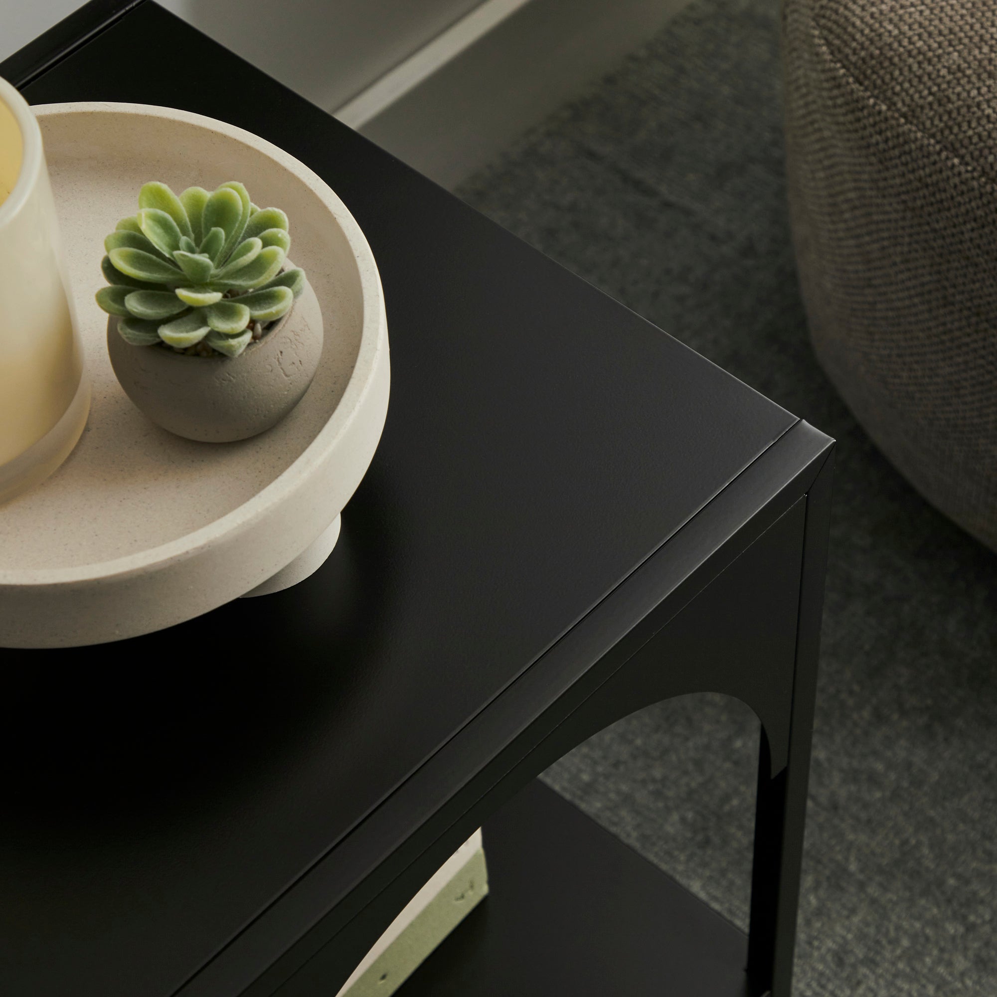 Eve Metal Open Front Side Table Black