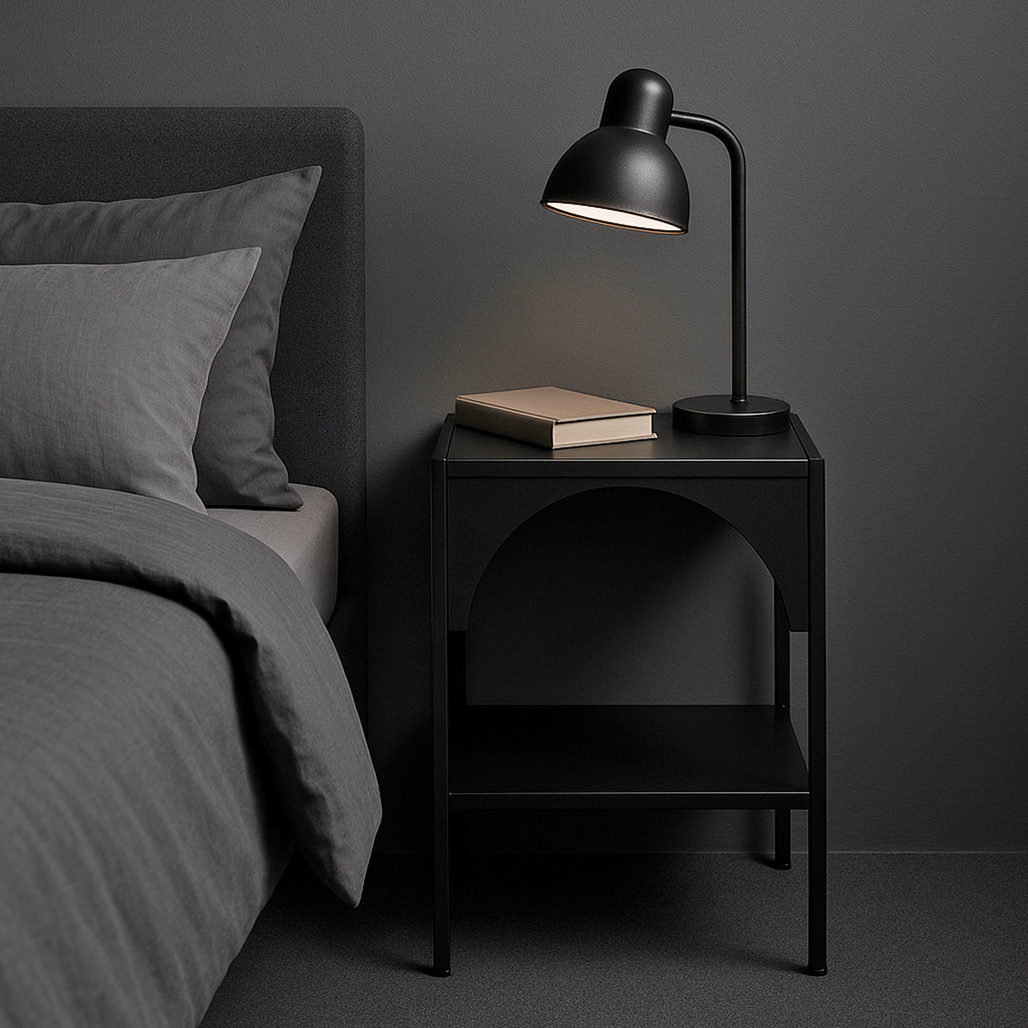 Eve Metal Open Front Side Table Black