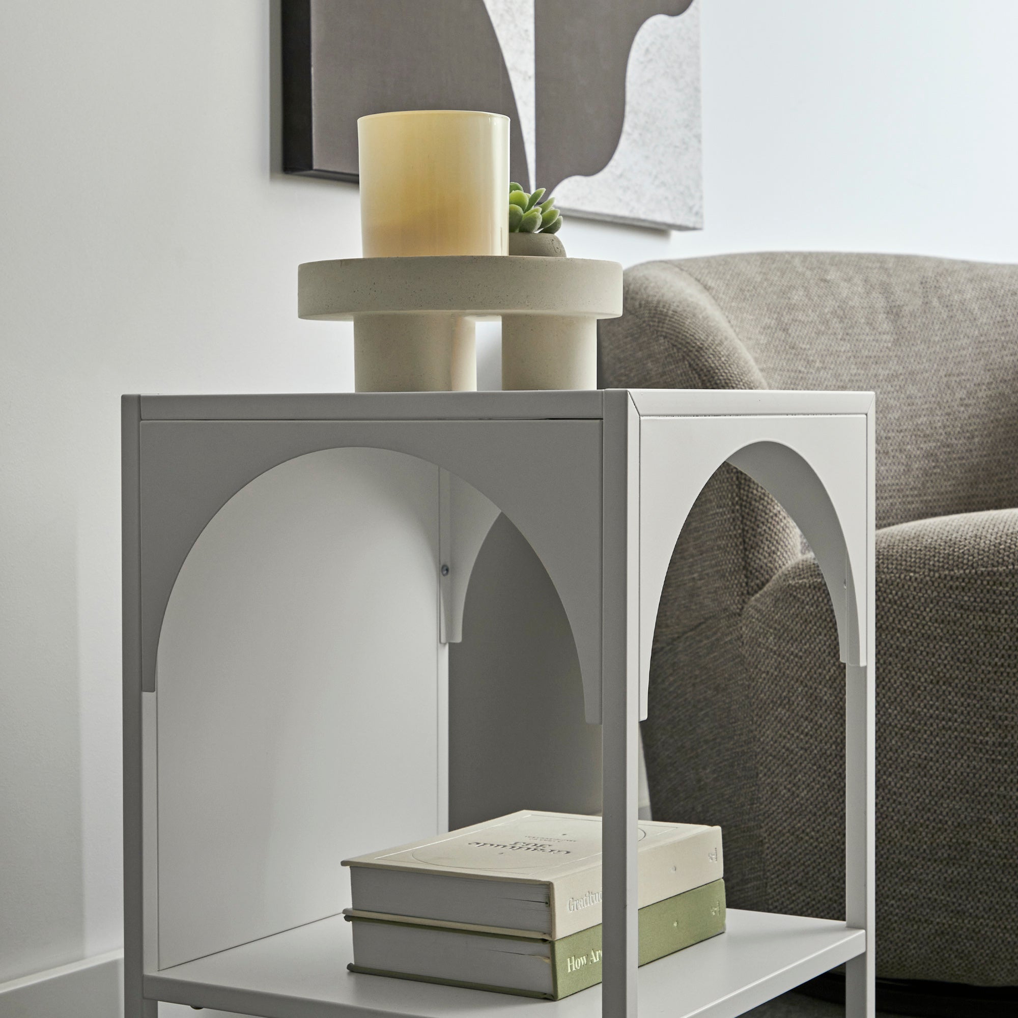 Eve Metal Open Front Side Table White