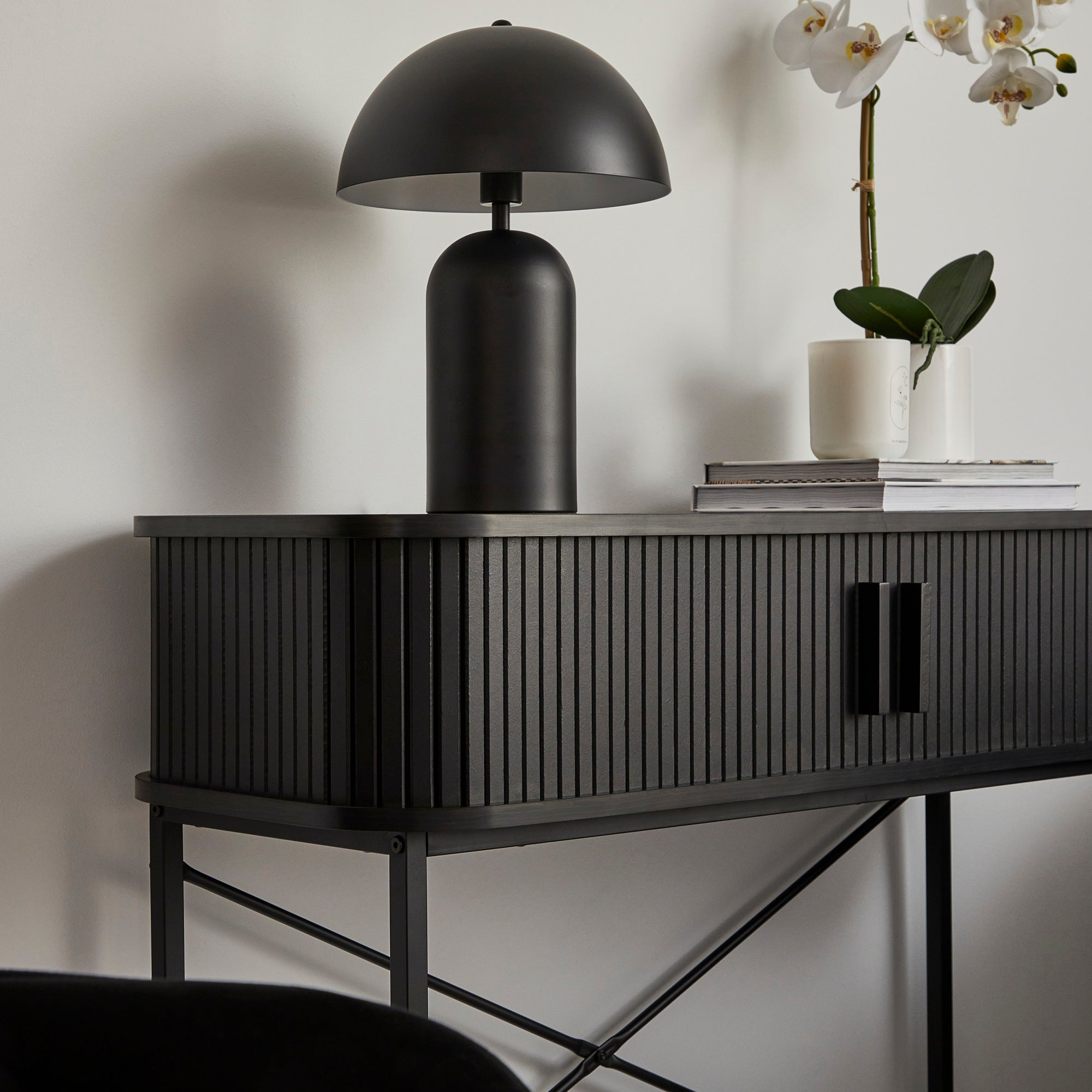 Haven Sliding Door Console Table Black (100cm)