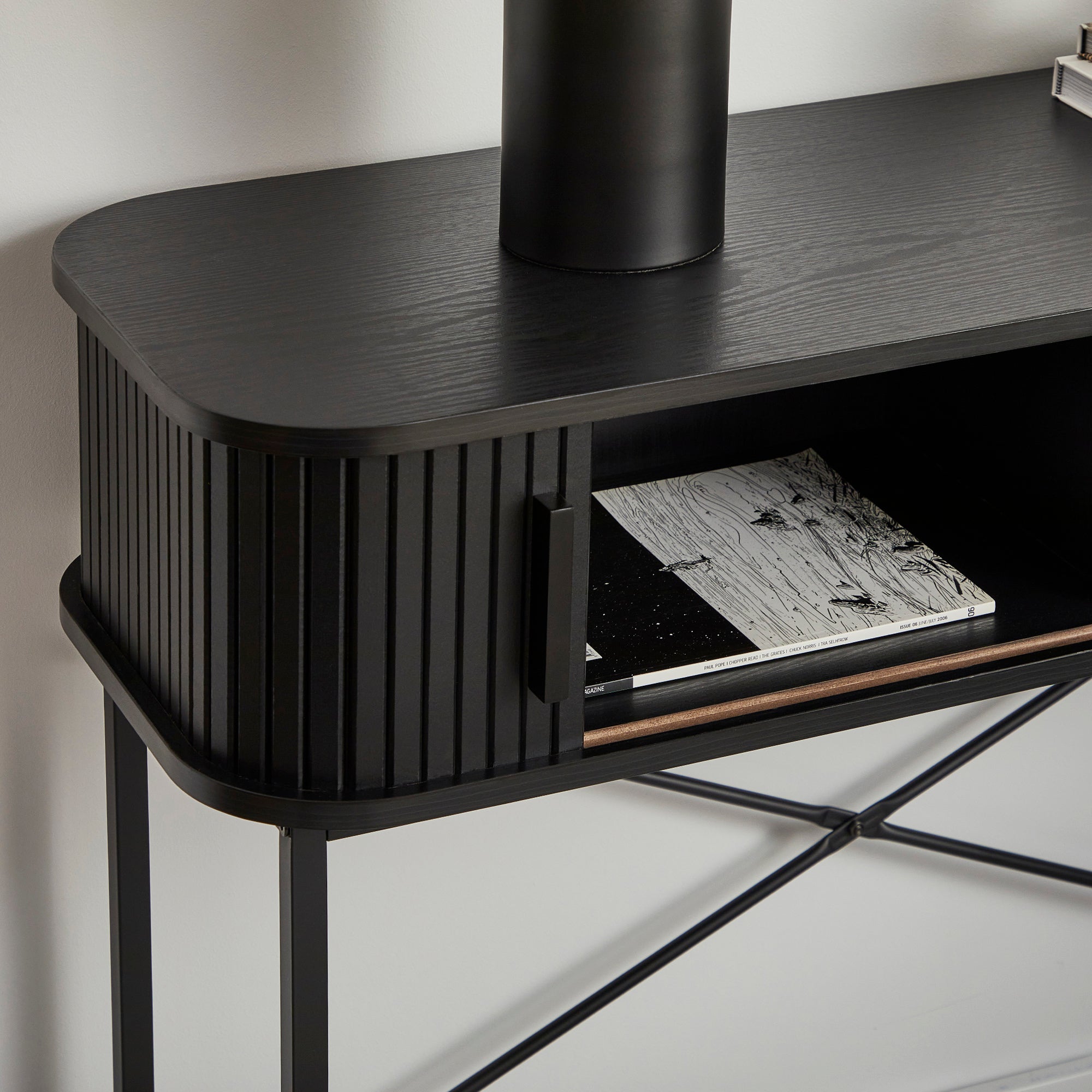 Haven Sliding Door Console Table Black (100cm)
