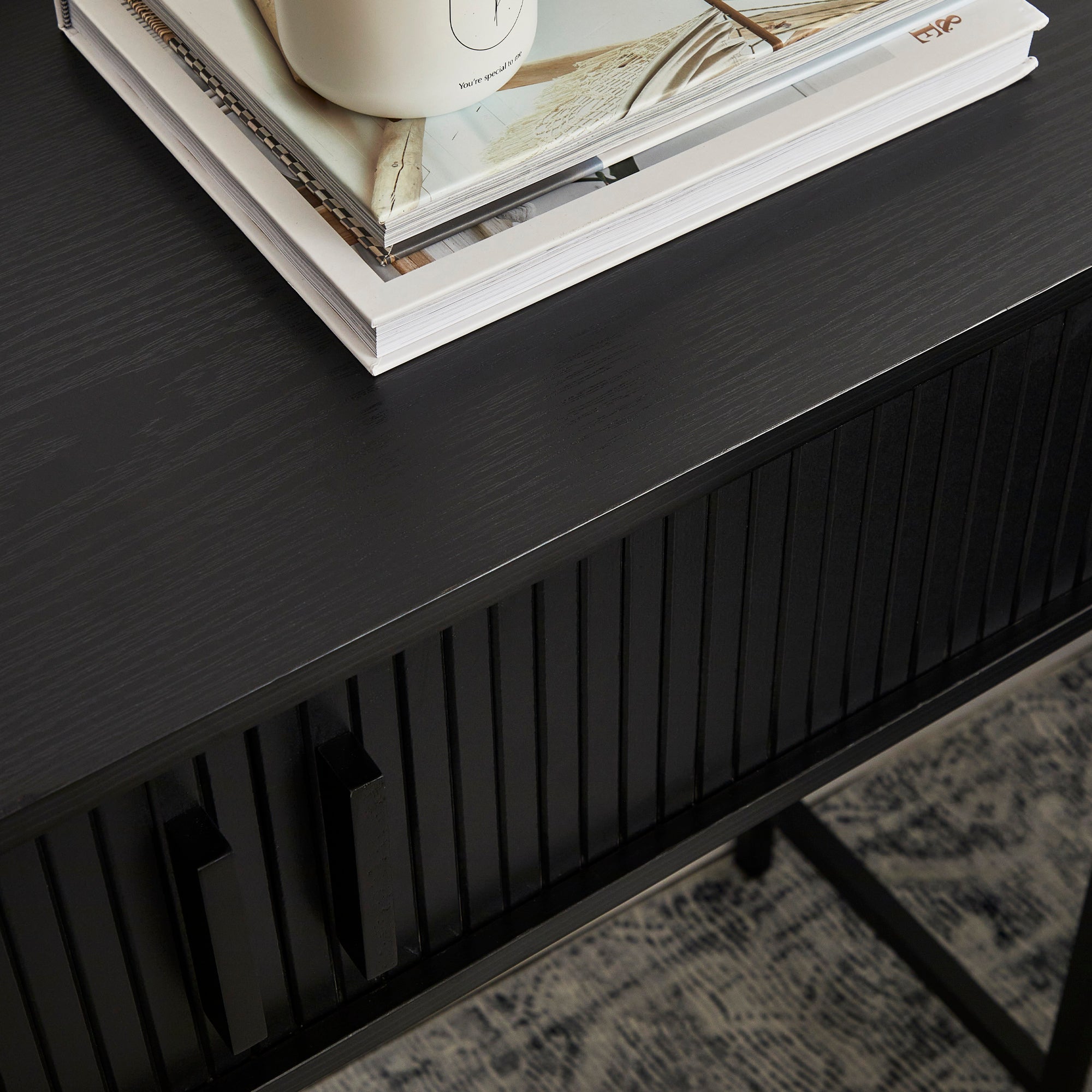 Haven Sliding Door Console Table Black (100cm)