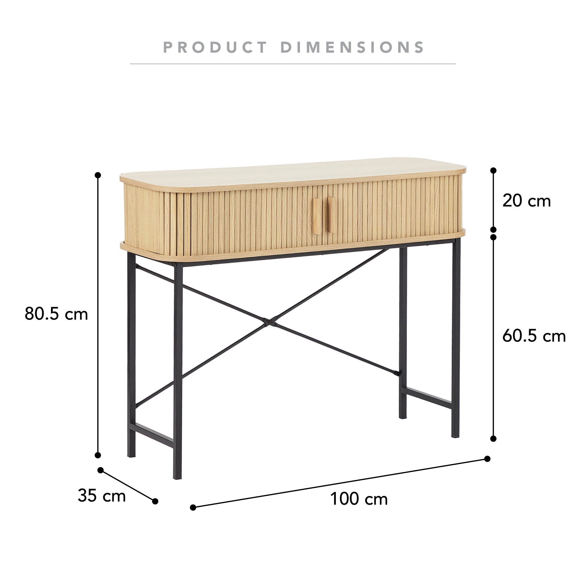 Haven Sliding Door Console Table Natural (100cm)
