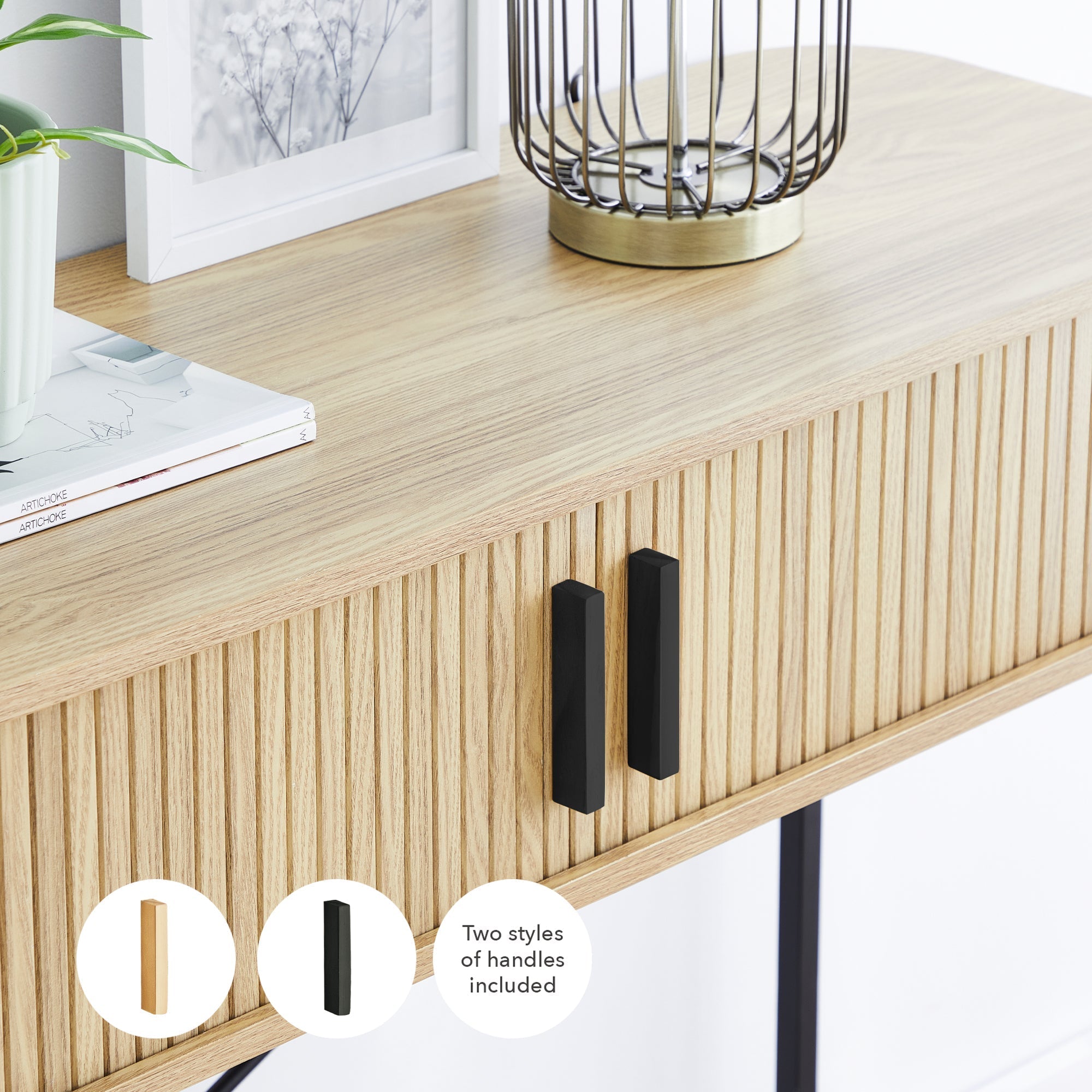 Haven Sliding Door Console Table Natural (100cm)