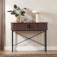 Haven Sliding Door Console Table Walnut (100cm)