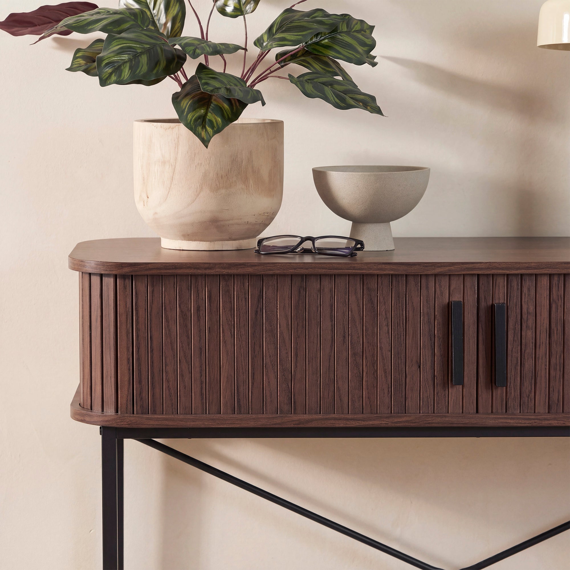 Haven Sliding Door Console Table Walnut (100cm)