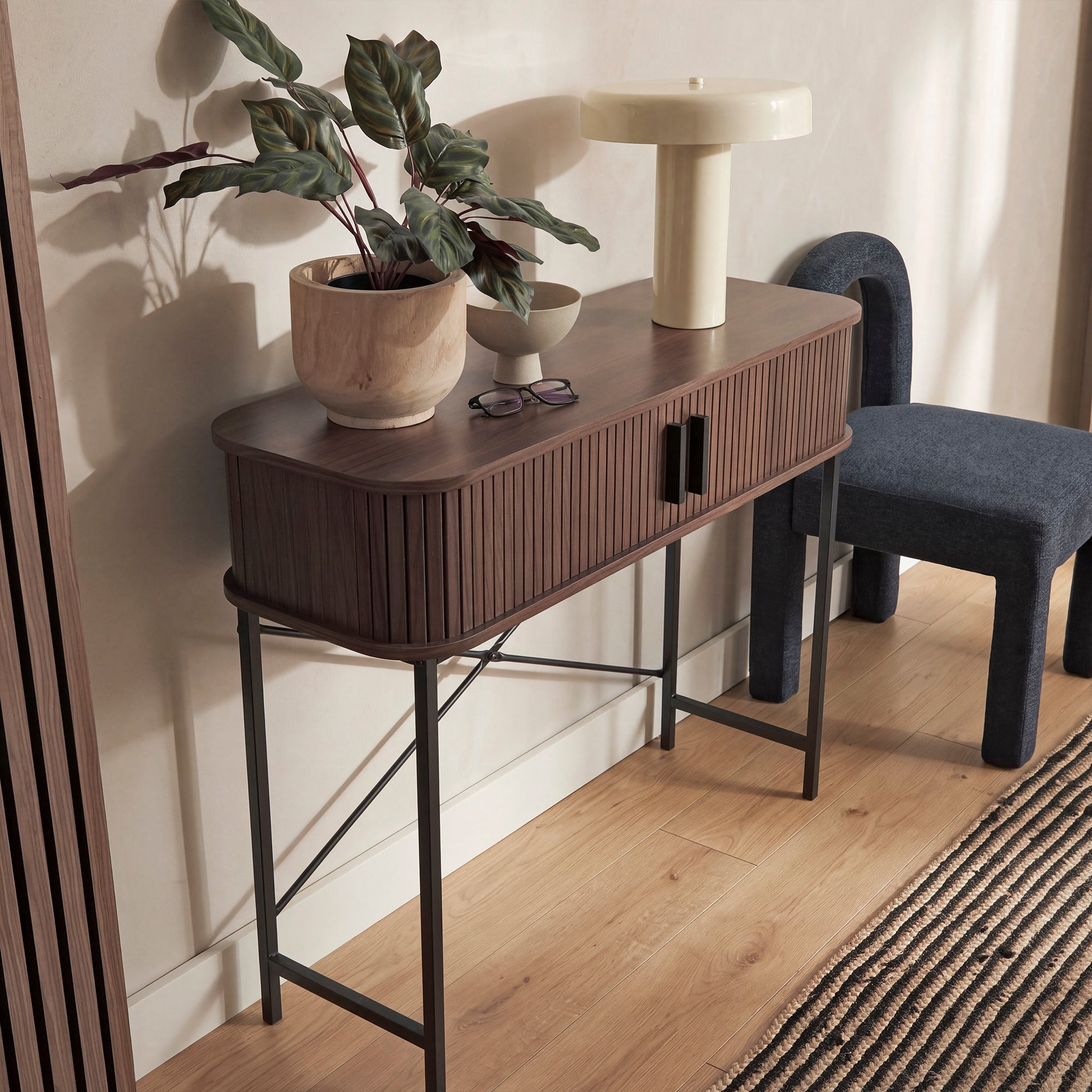 Haven Sliding Door Console Table Walnut (100cm)