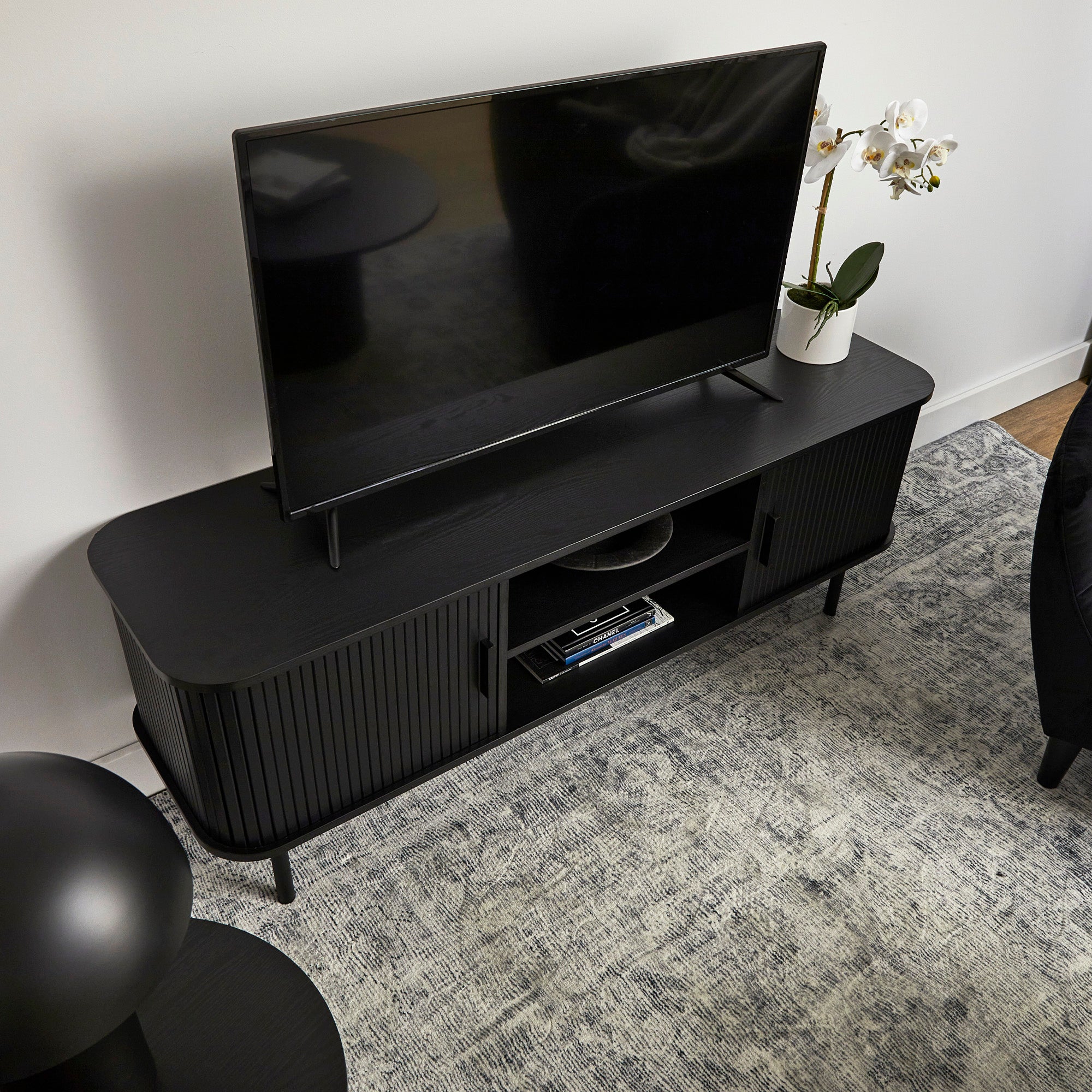 Haven Sliding Door Entertainment Unit Black (140cm)