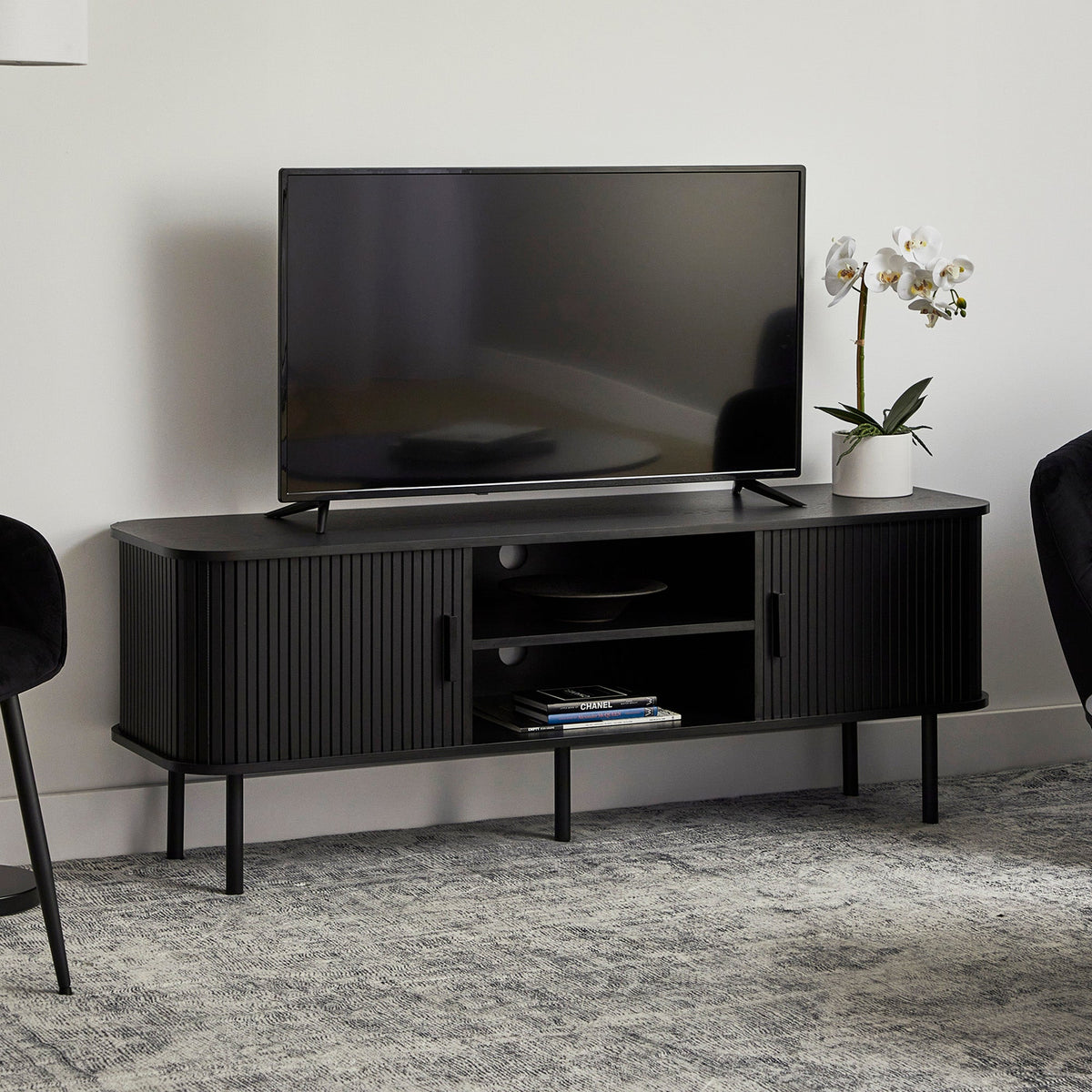 Haven Sliding Door Entertainment Unit Black (140cm)