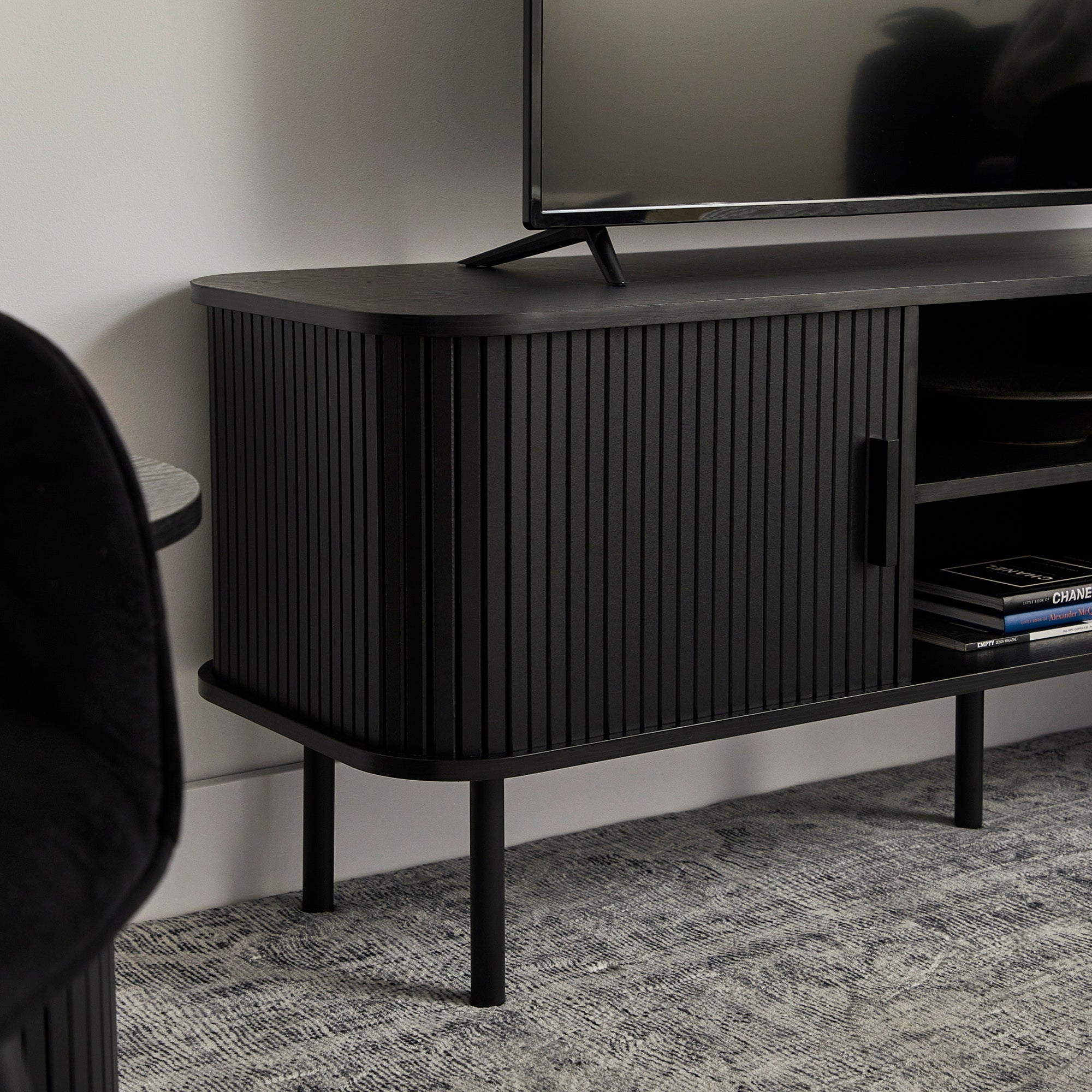 Haven Sliding Door Entertainment Unit Black (140cm)