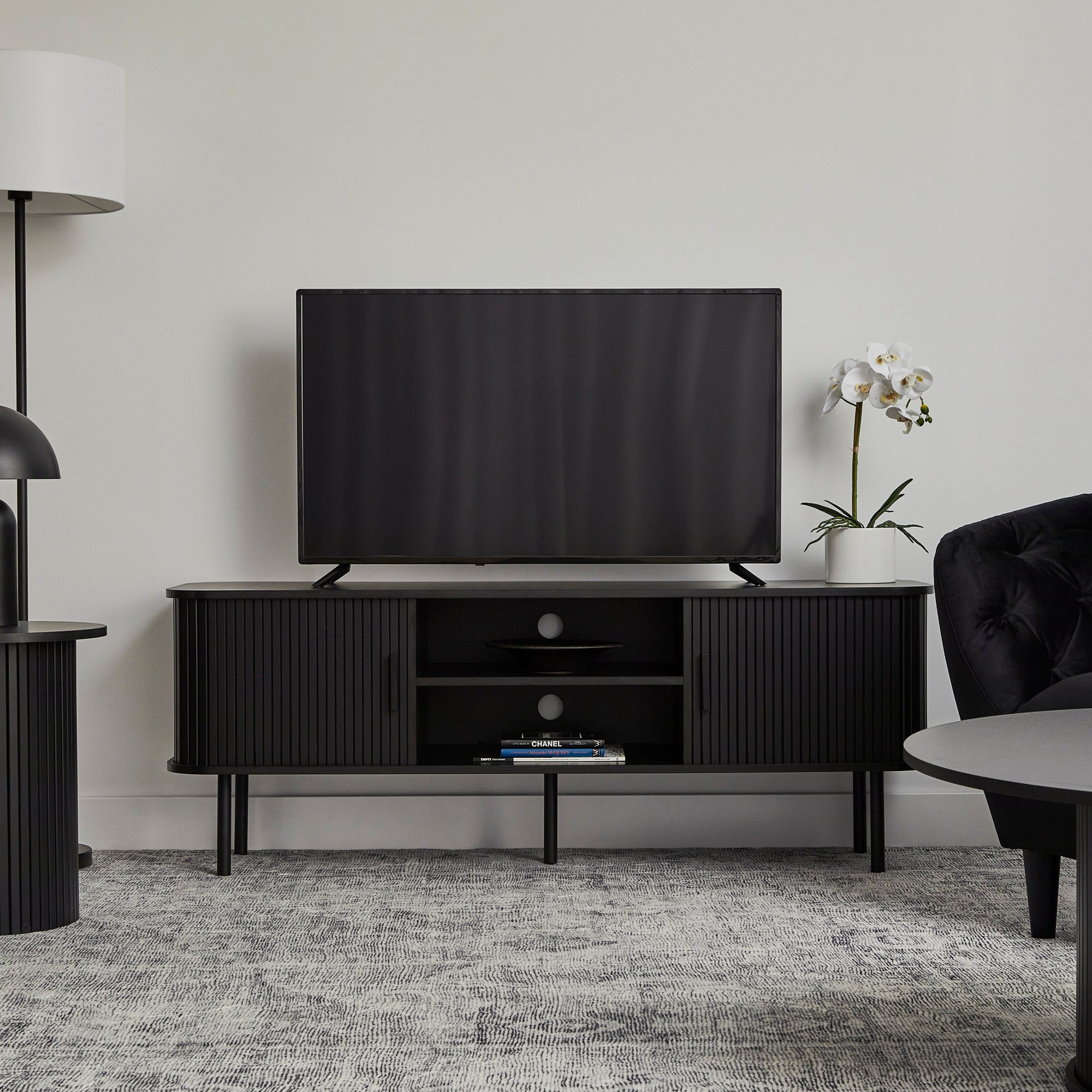 Haven Sliding Door Entertainment Unit Black (140cm)