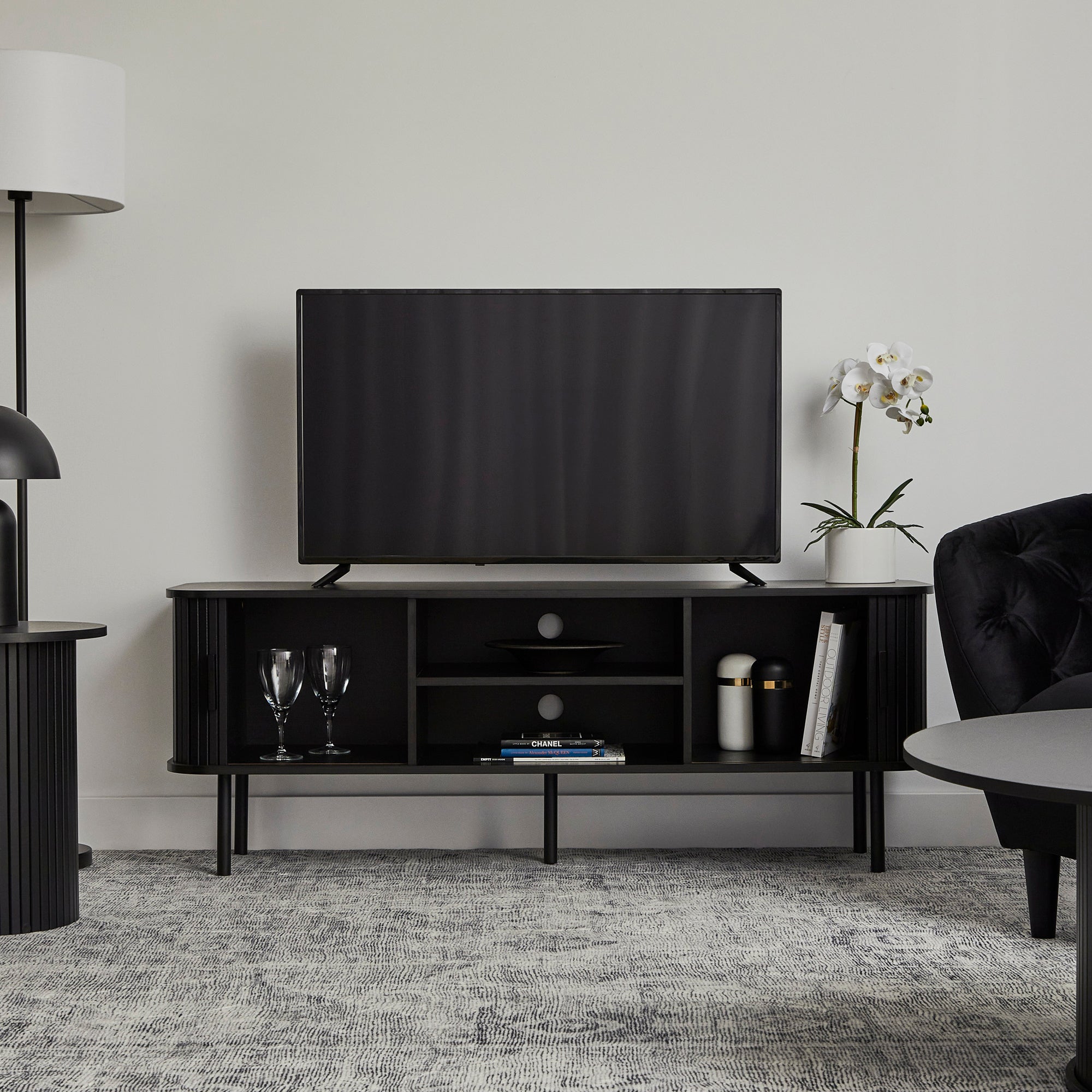 Haven Sliding Door Entertainment Unit Black (140cm)