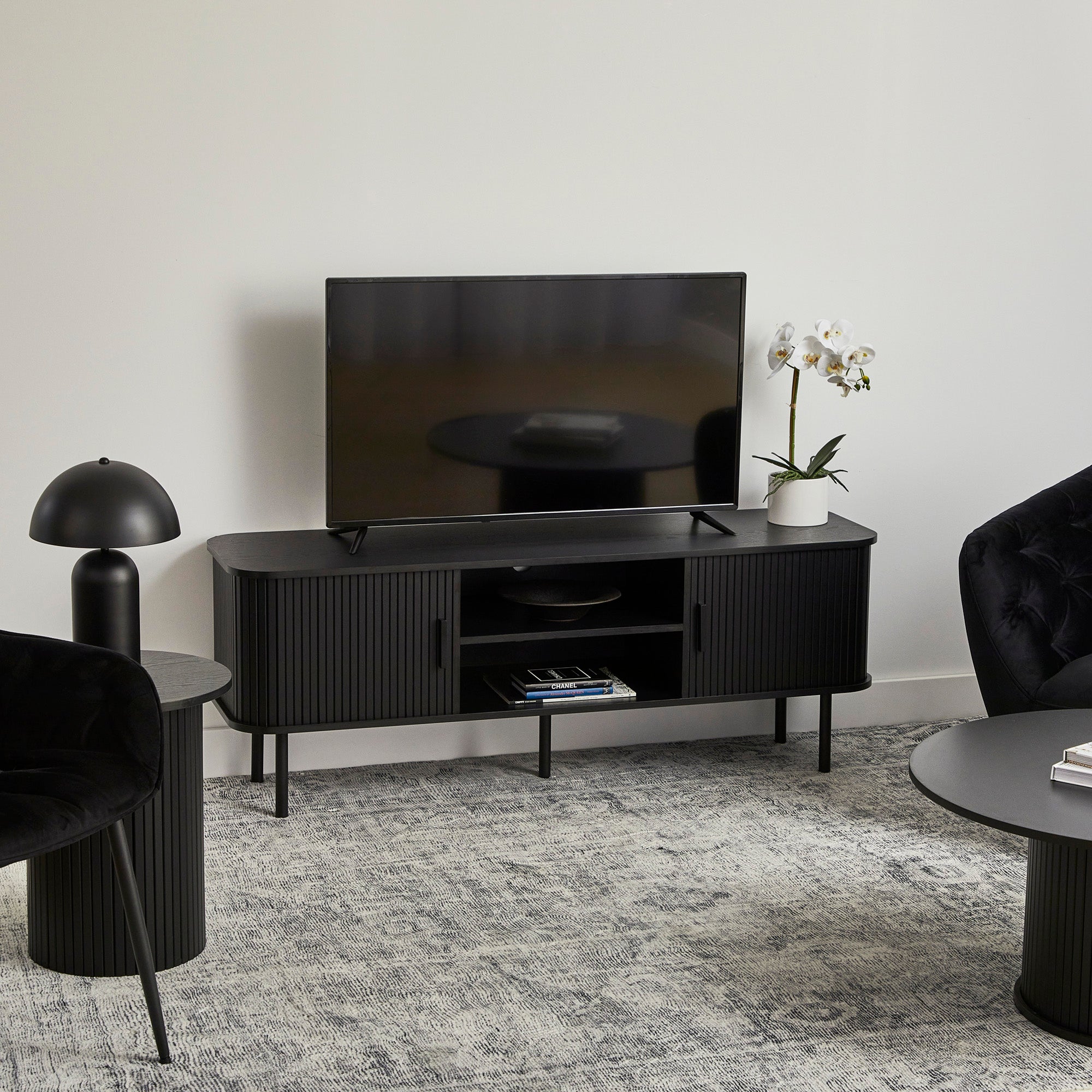 Haven Sliding Door Entertainment Unit Black (140cm)