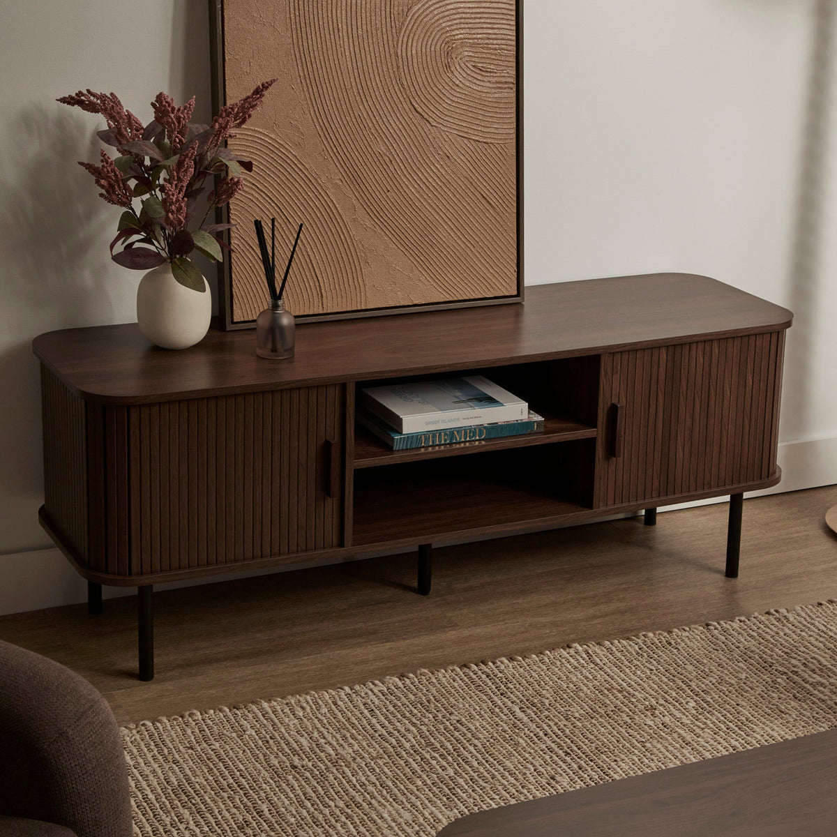 Haven Sliding Door Entertainment Unit Walnut (140cm)