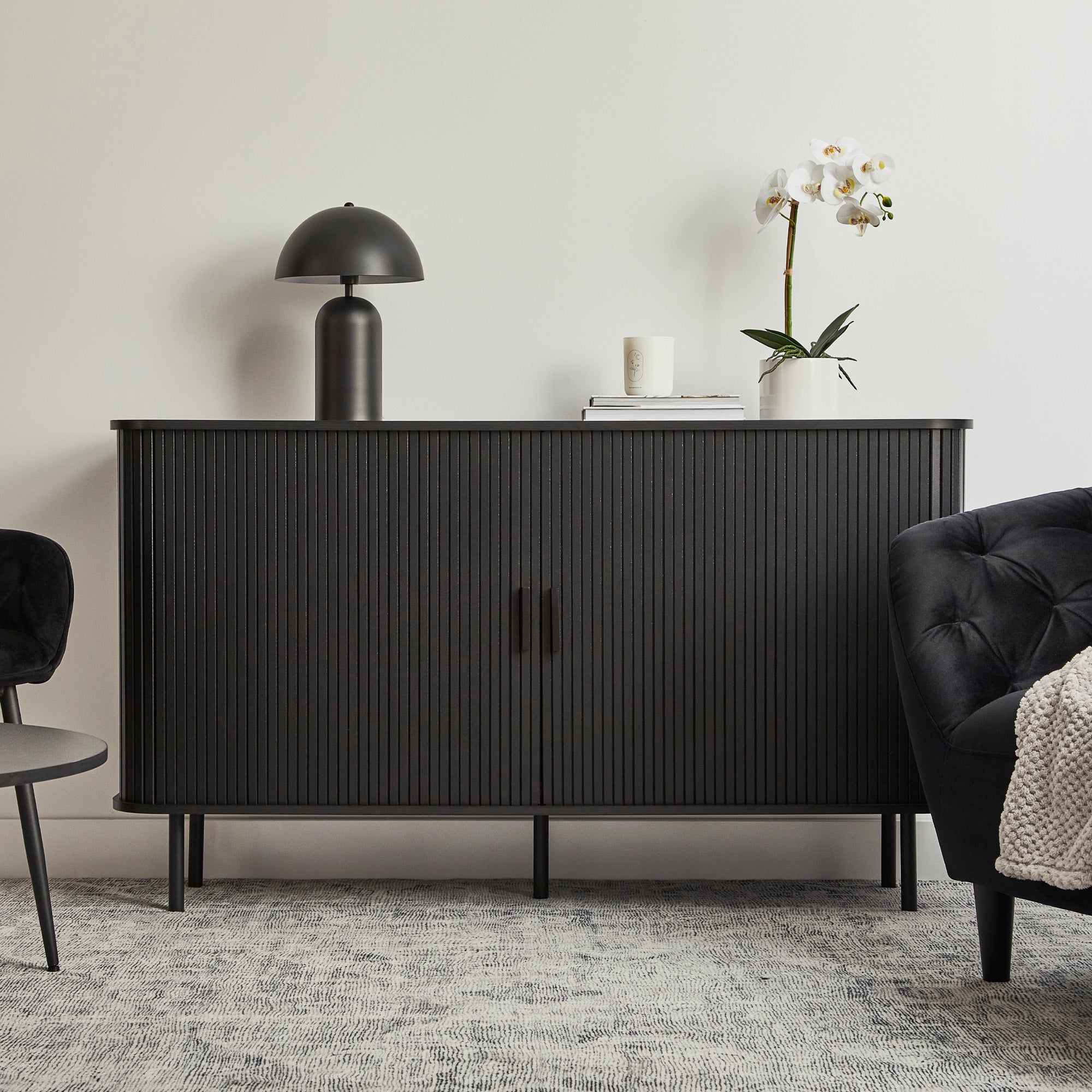 Haven Sliding Door Sideboard Black (140cm)