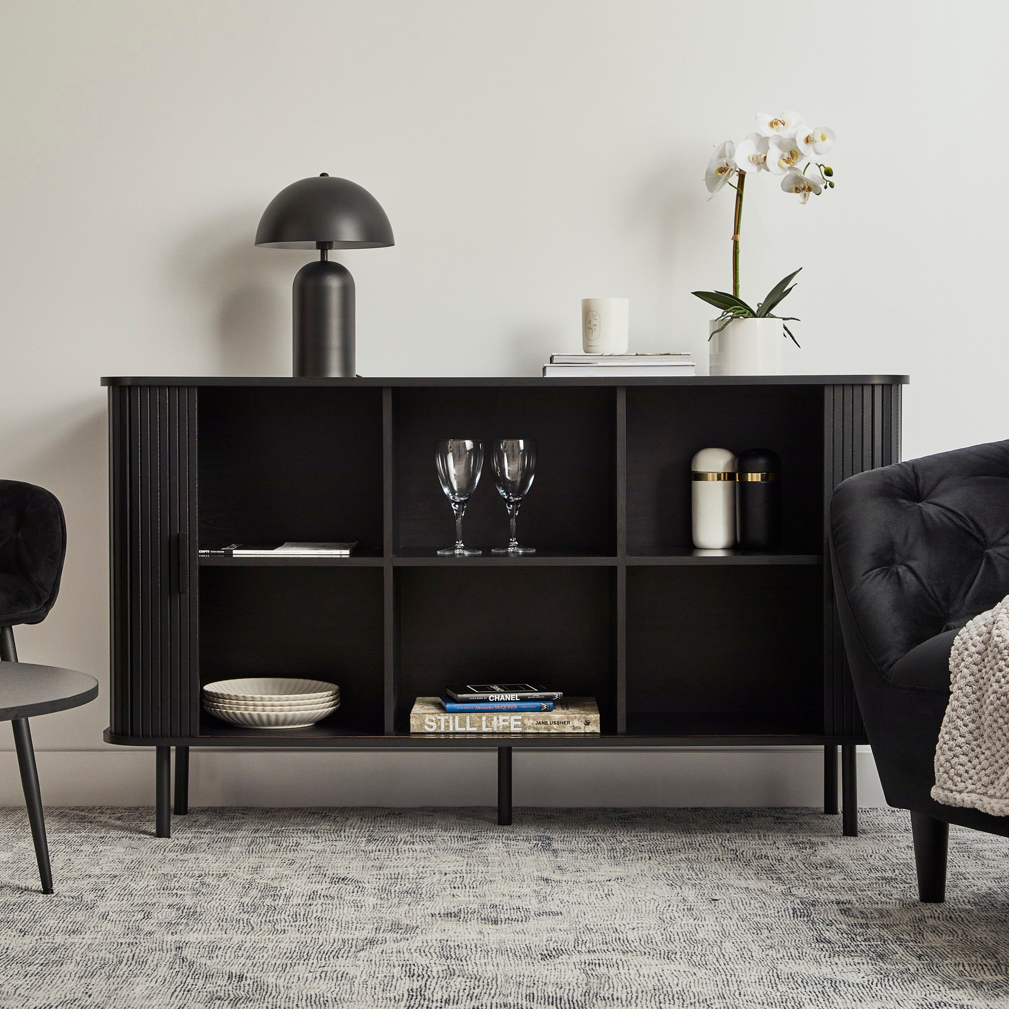 Haven Sliding Door Sideboard Black (140cm)