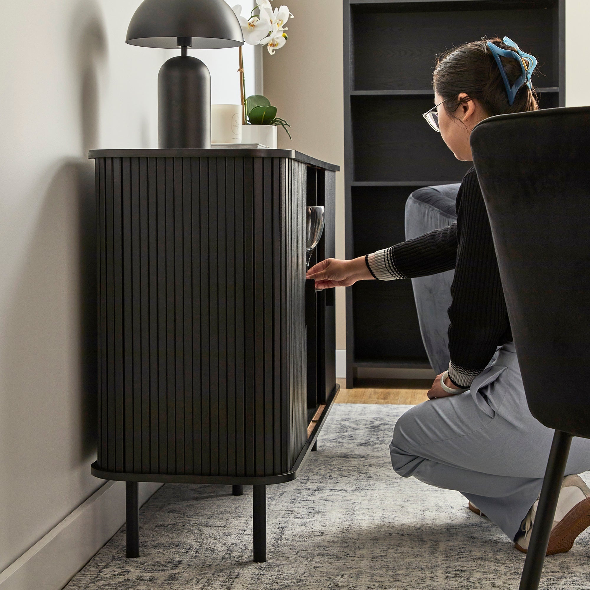 Haven Sliding Door Sideboard Black (140cm)