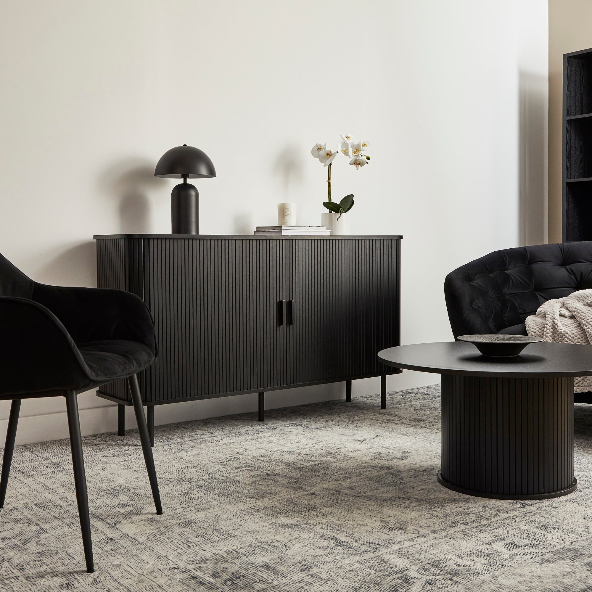 Haven Sliding Door Sideboard Black (140cm)