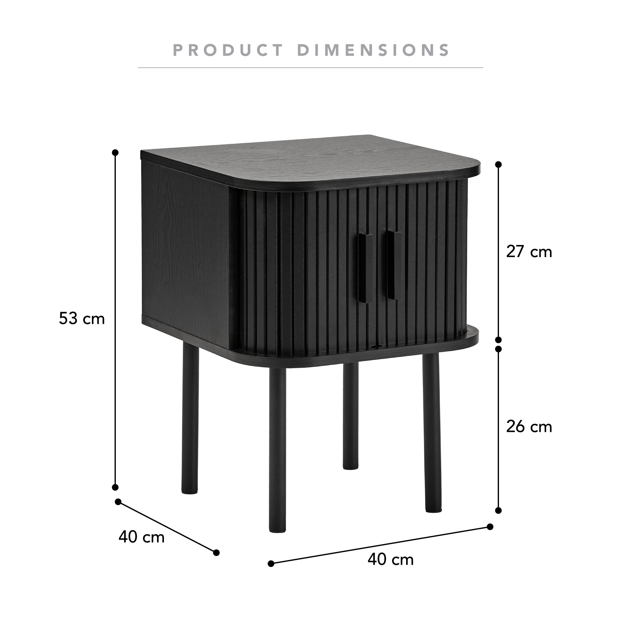 Haven Sliding Door Bedside Table Black