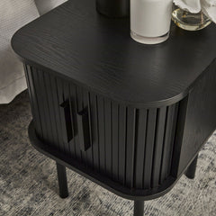 Haven Sliding Door Bedside Table Black