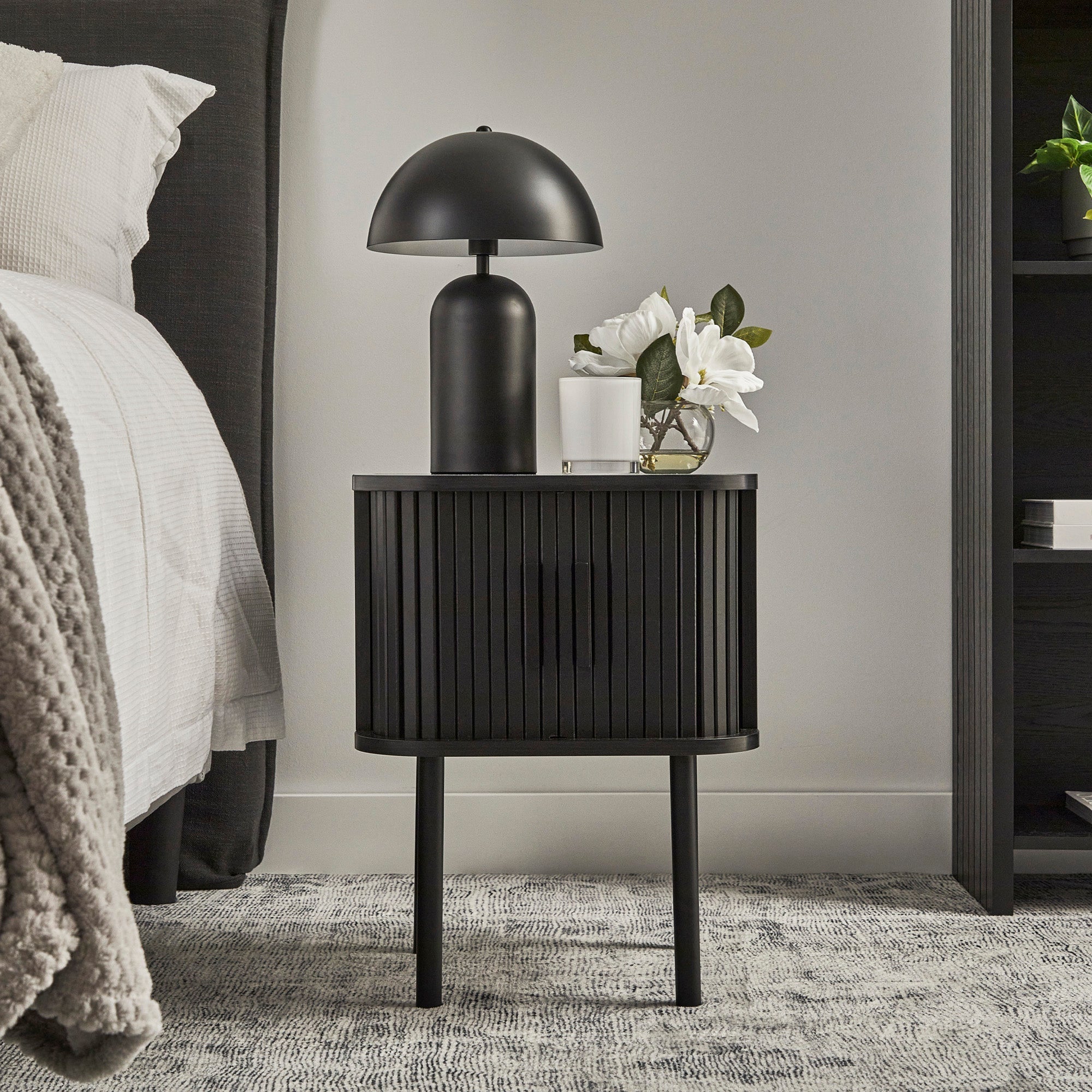Haven Sliding Door Bedside Table Black