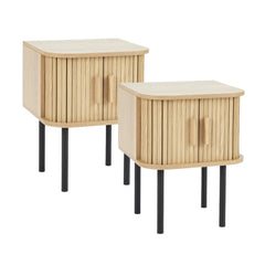 Haven Sliding Door Bedside Table Natural (Set of 2)