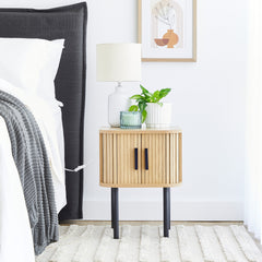 Haven Sliding Door Bedside Table Natural