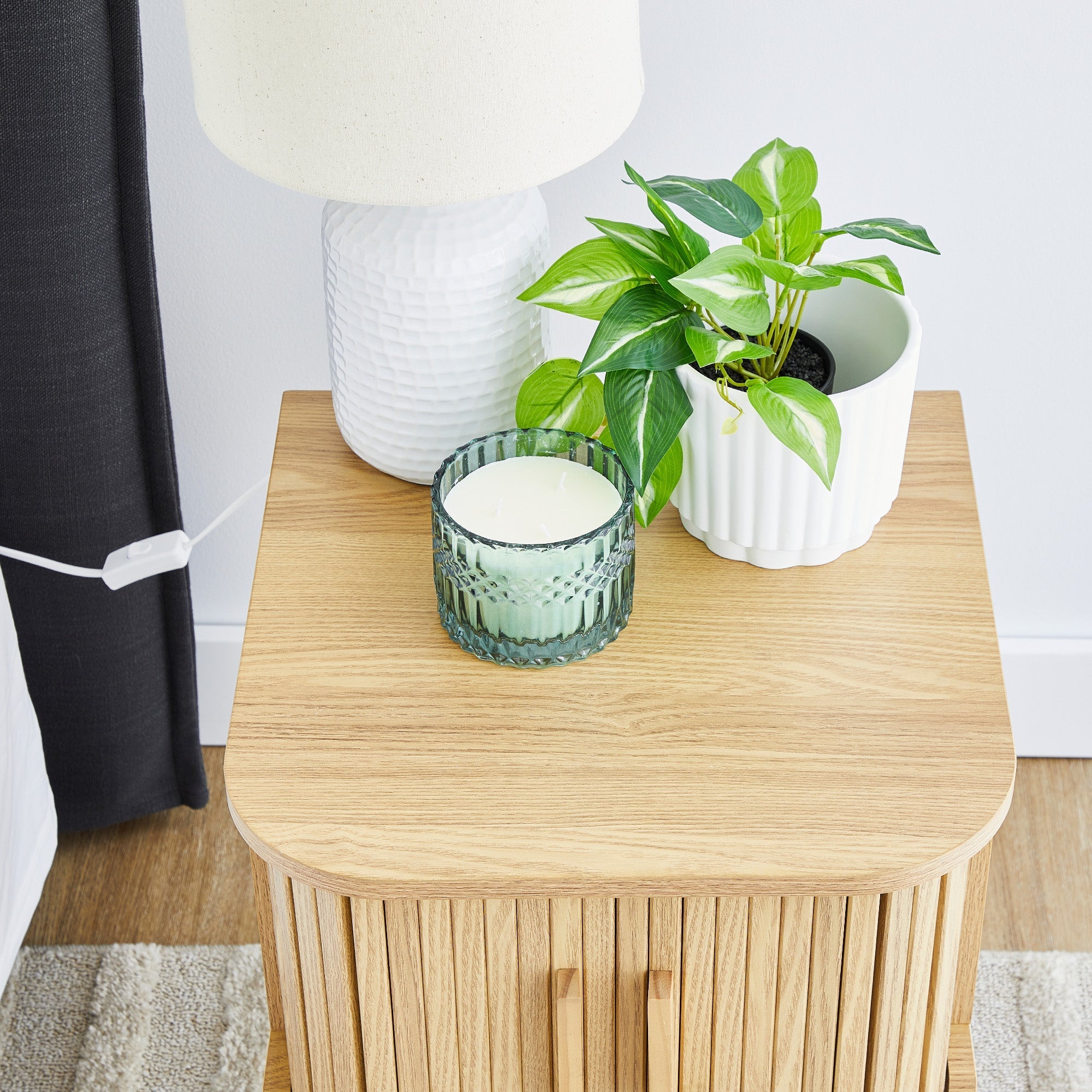 Haven Sliding Door Bedside Table Natural