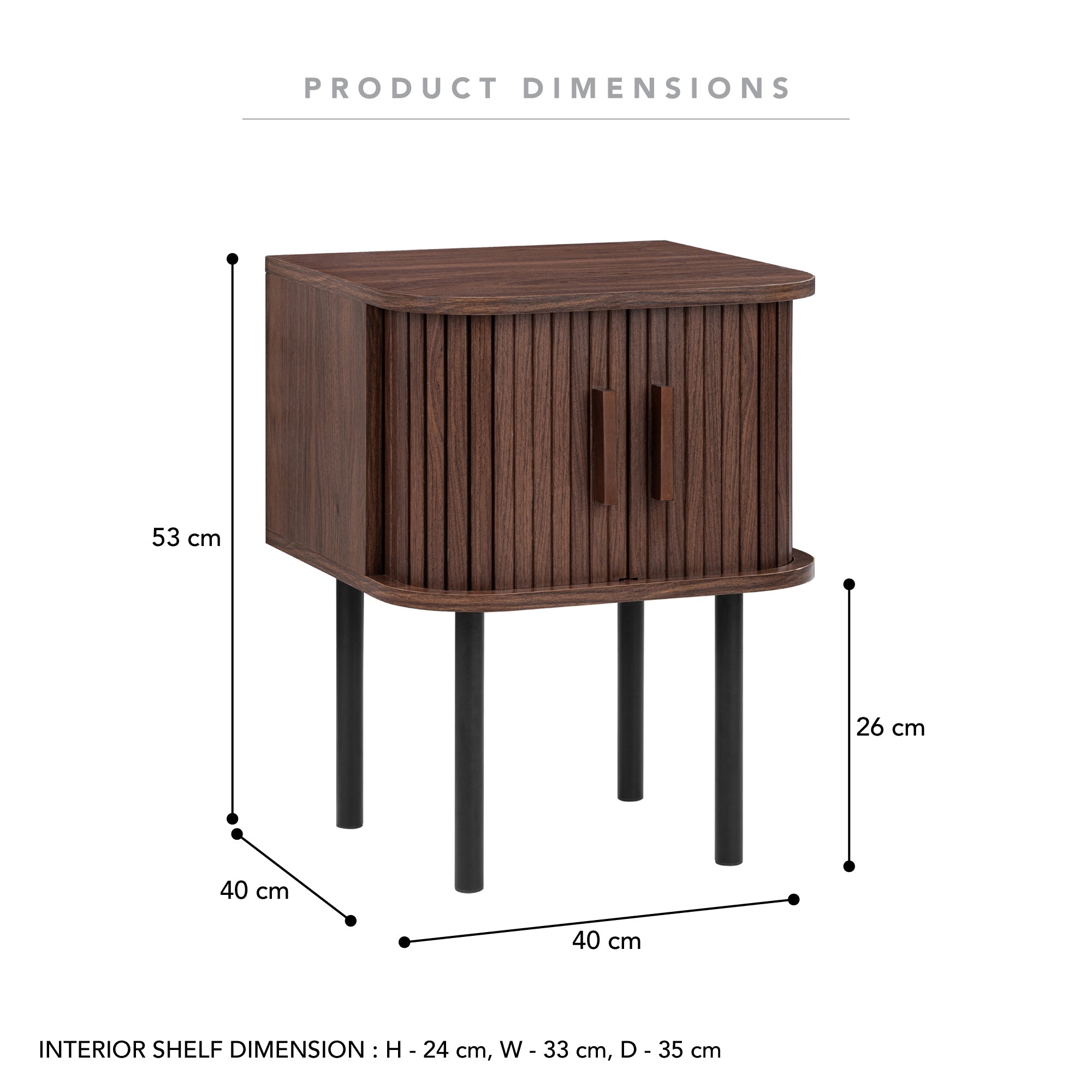 Haven Sliding Door Bedside Table Walnut