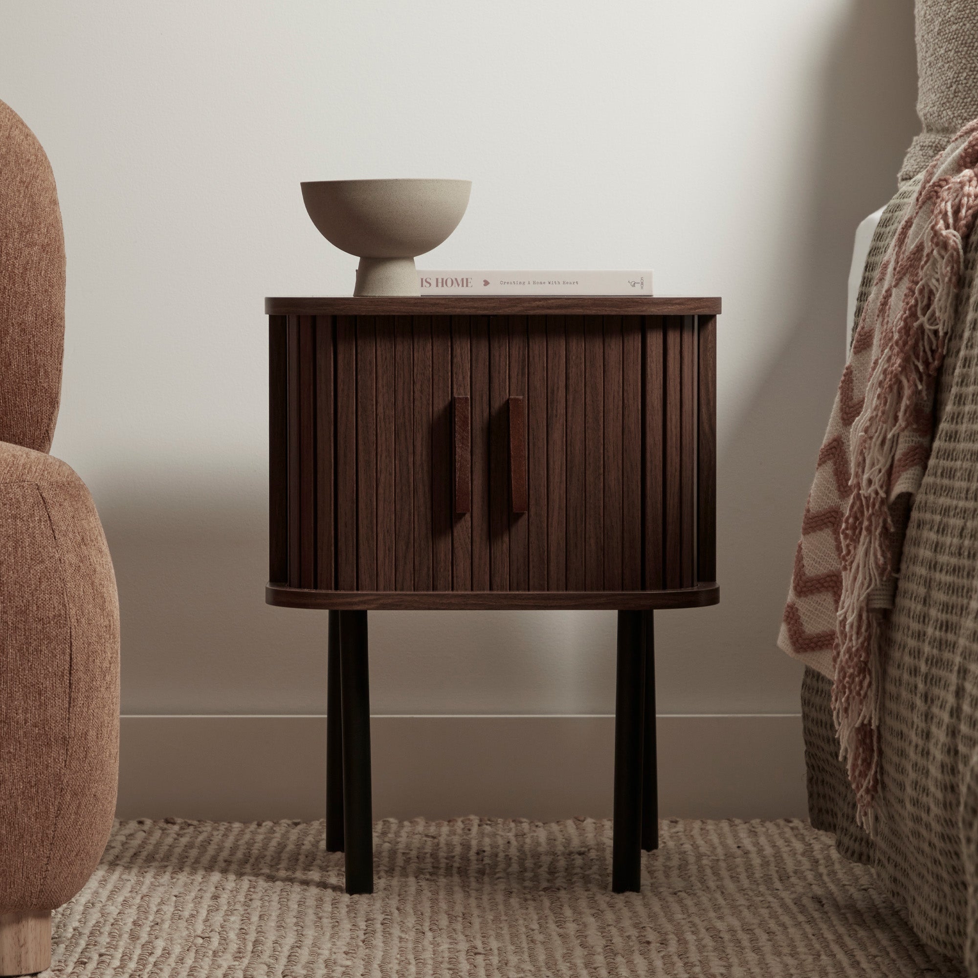 Haven Sliding Door Bedside Table Walnut (Set of 2)
