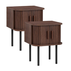 Haven Sliding Door Bedside Table Walnut (Set of 2)