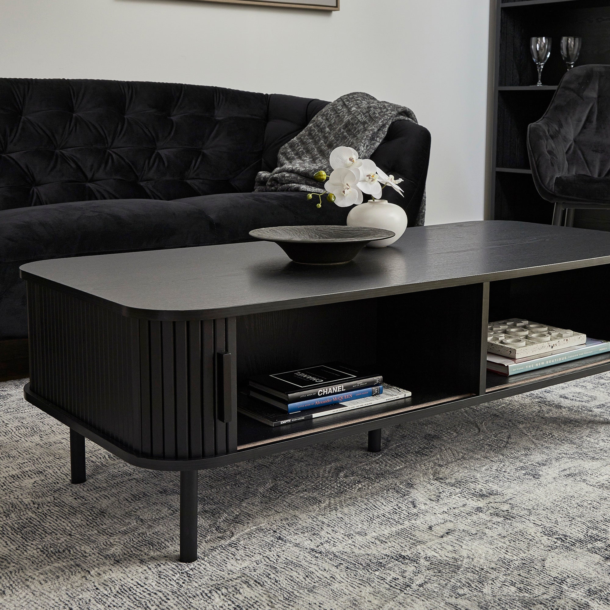 Haven Sliding Door Coffee Table Black