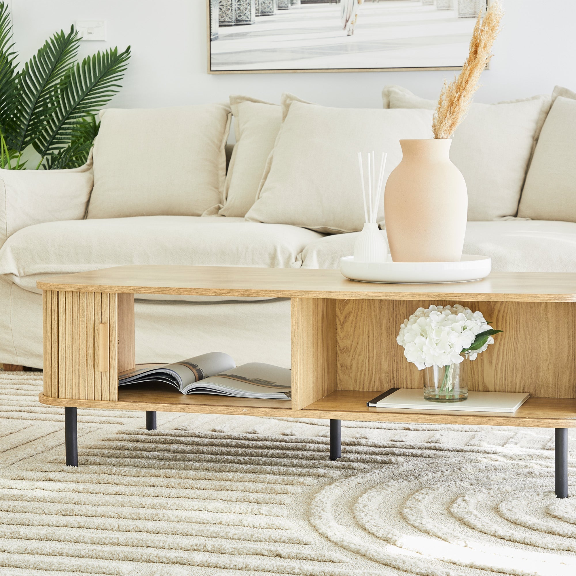 Haven Sliding Door Coffee Table Natural
