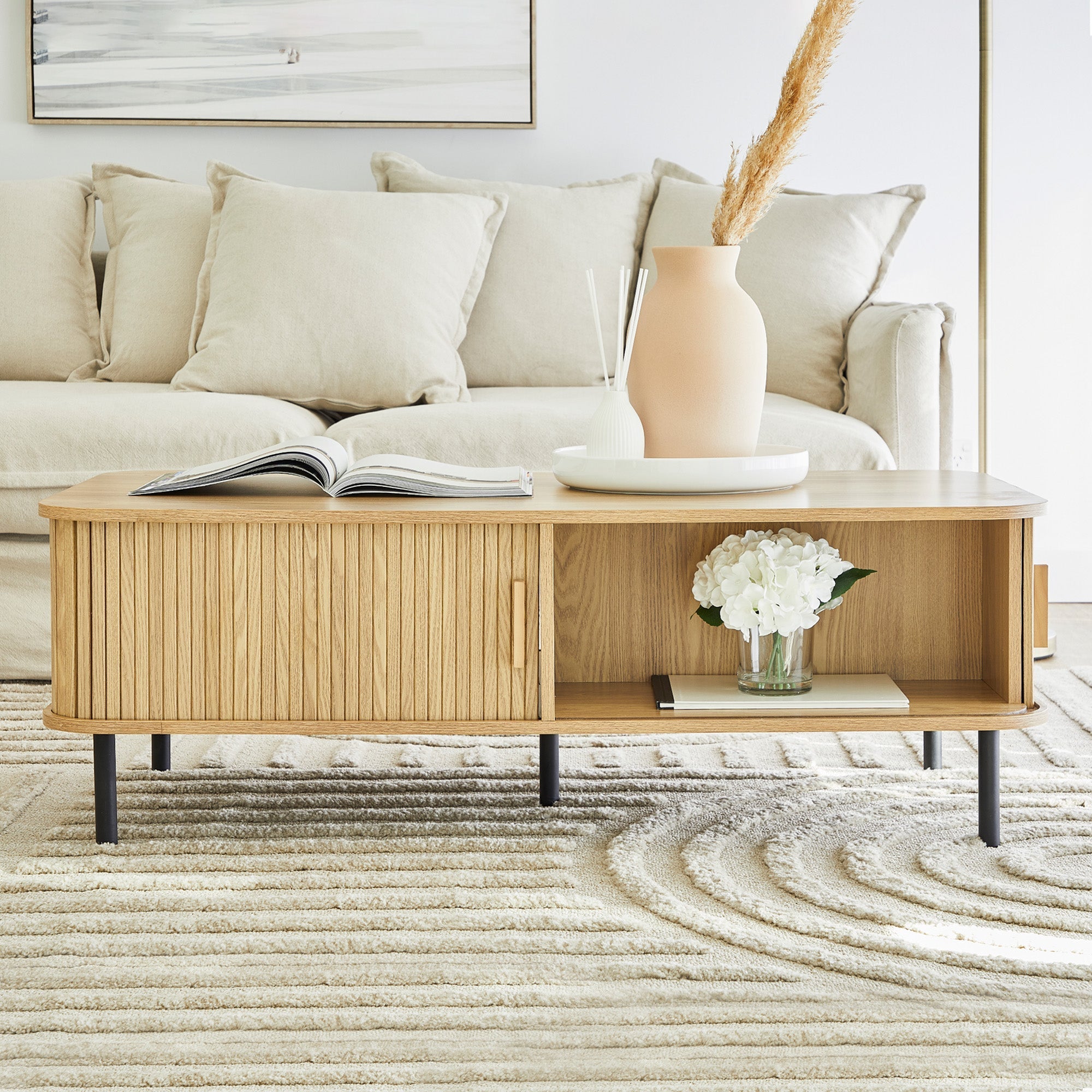 Haven Sliding Door Coffee Table Natural