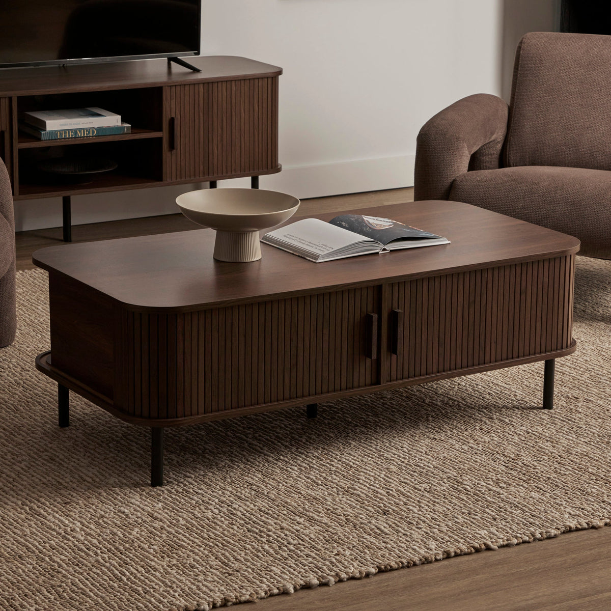 Haven Sliding Door Coffee Table Walnut