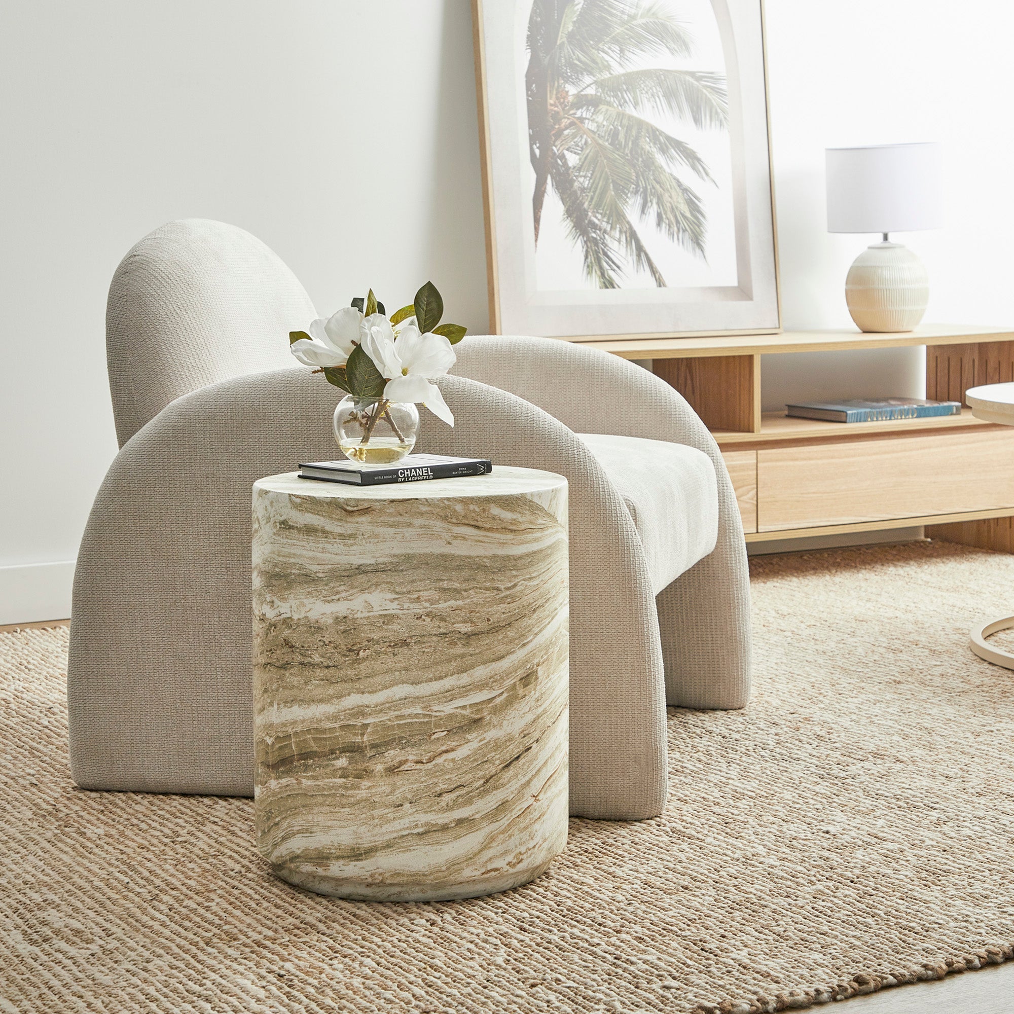 Astrid Green Marble Look Side Table